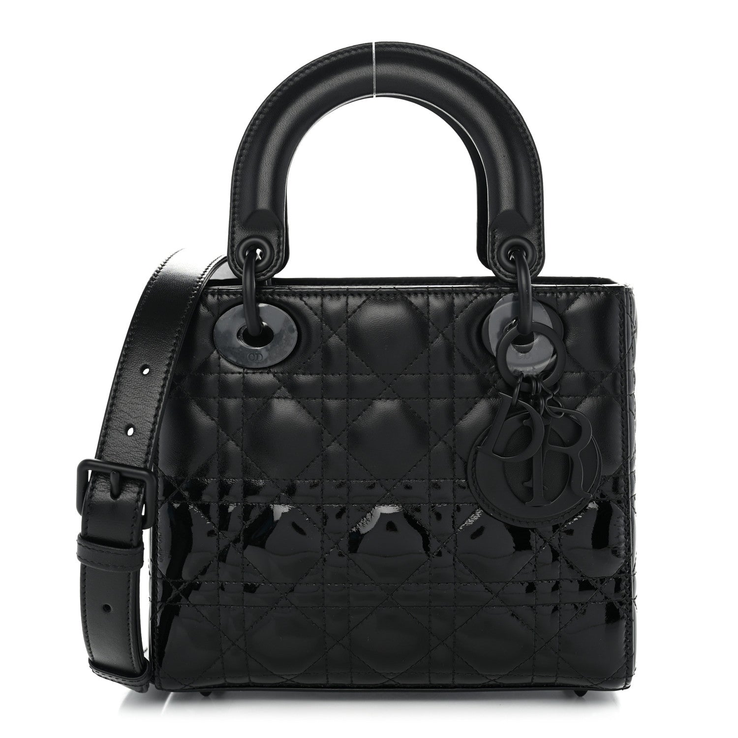 Matte Patent Cannage Small Lady Dior Black