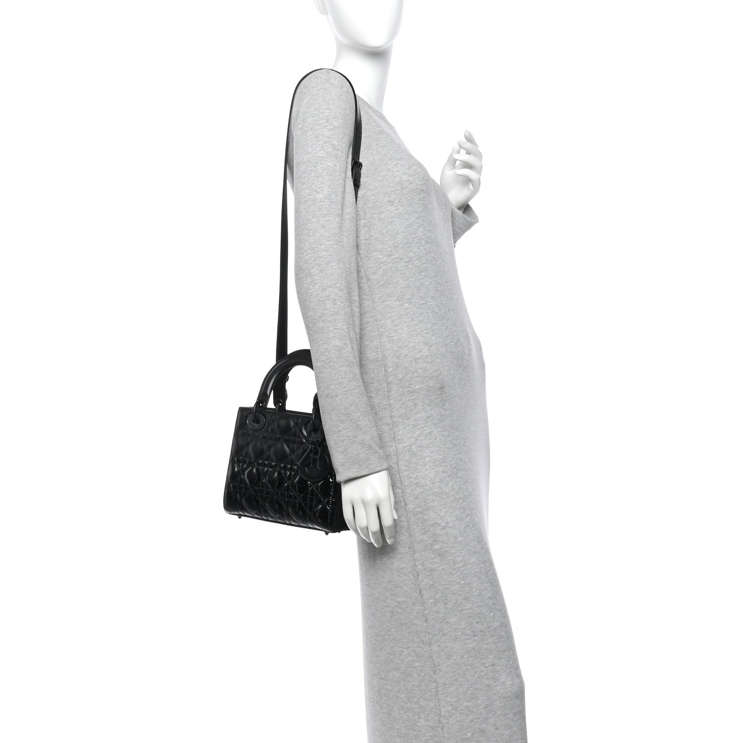 Matte Patent Cannage Small Lady Dior Black — view 2