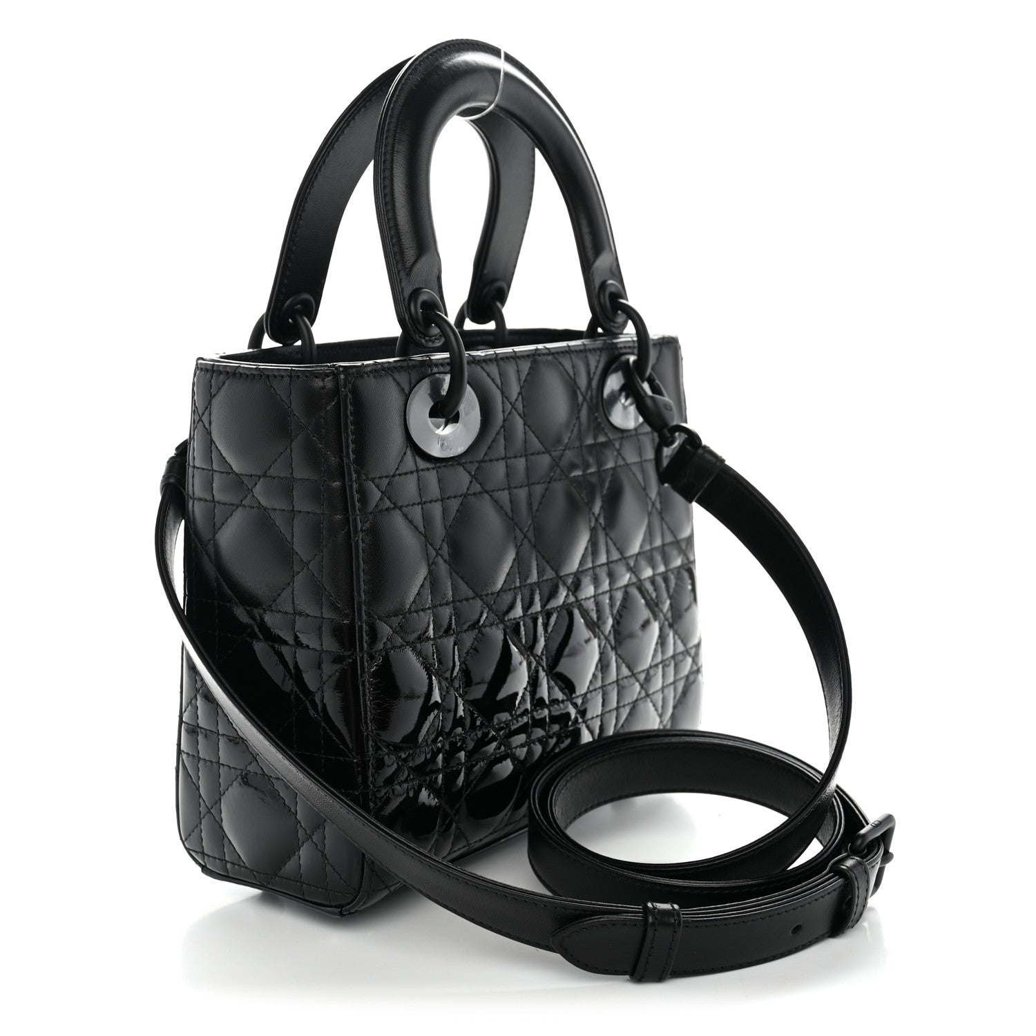 Matte Patent Cannage Small Lady Dior Black — view 3