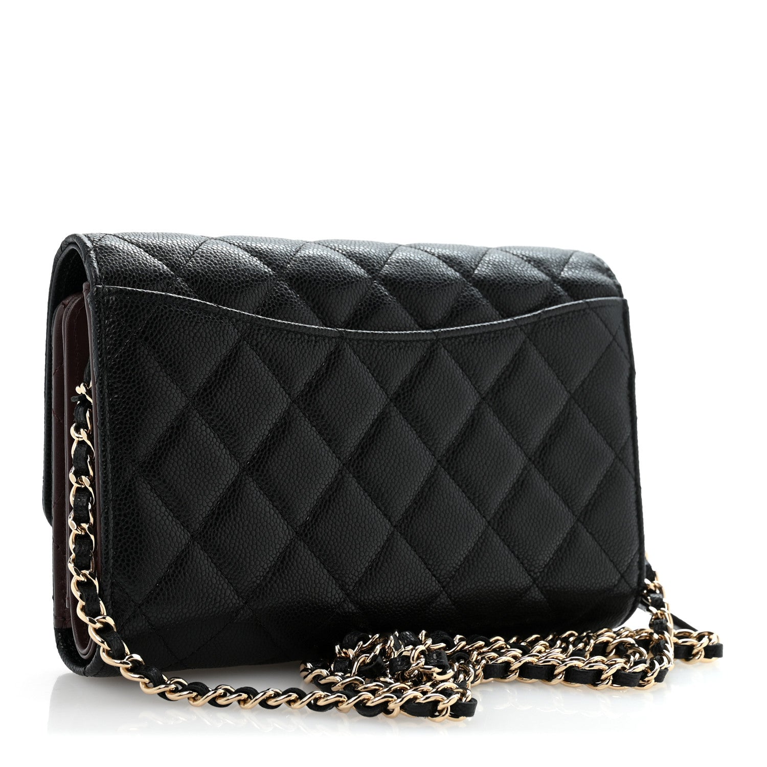 Caviar Quilted Compact Wallet On Chain WOC Black — view 4