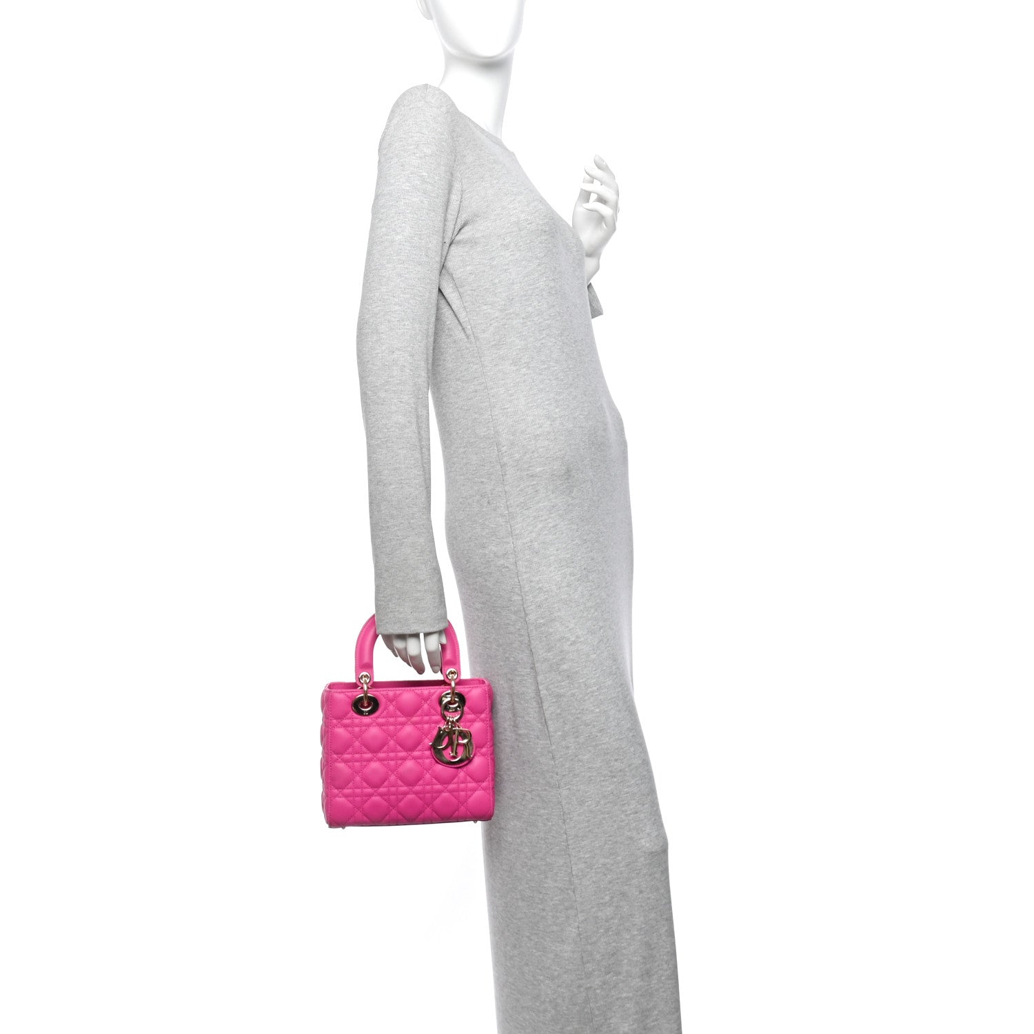 Lambskin Cannage Small My ABCDior Lady Dior Fuchsia — view 2