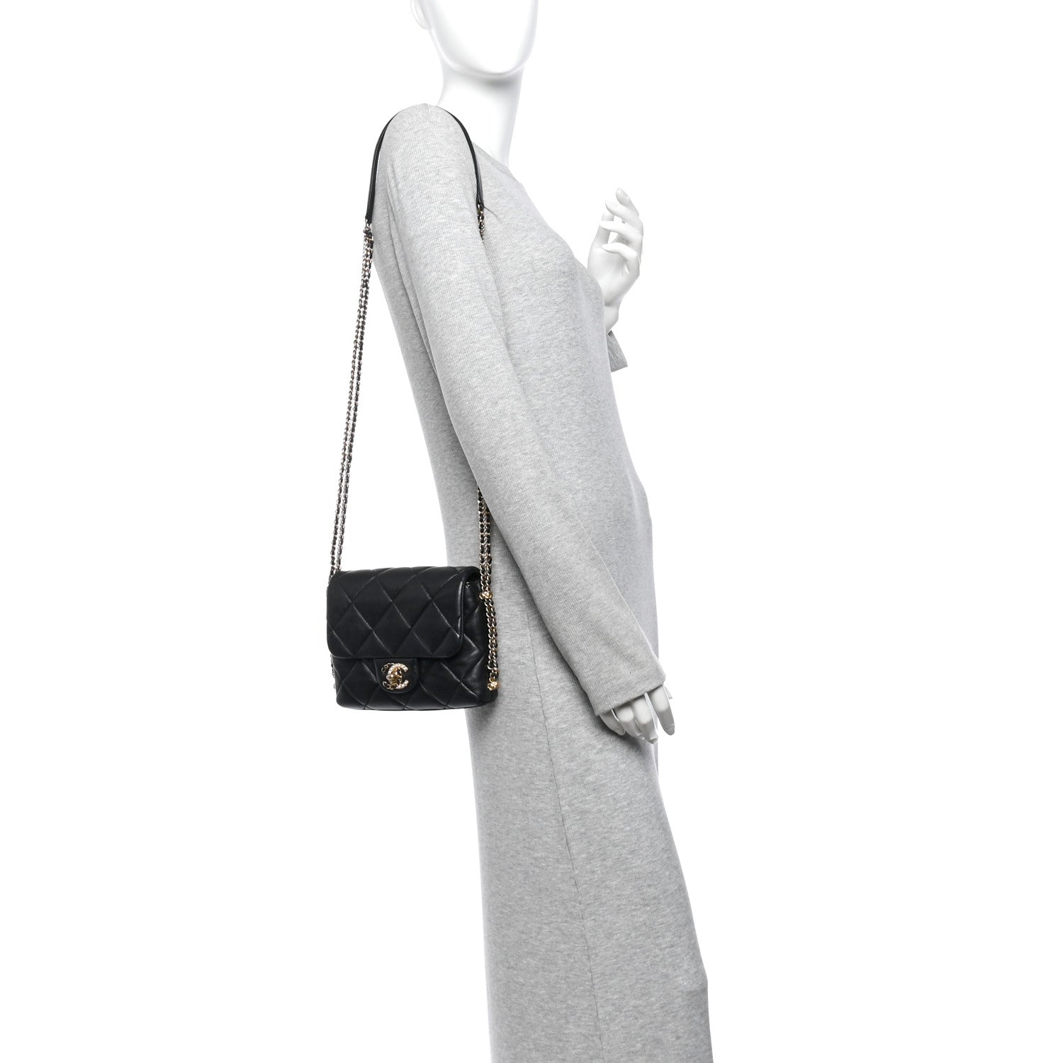Lambskin Quilted Mini Crush On Chains Flap Bag Black — view 2