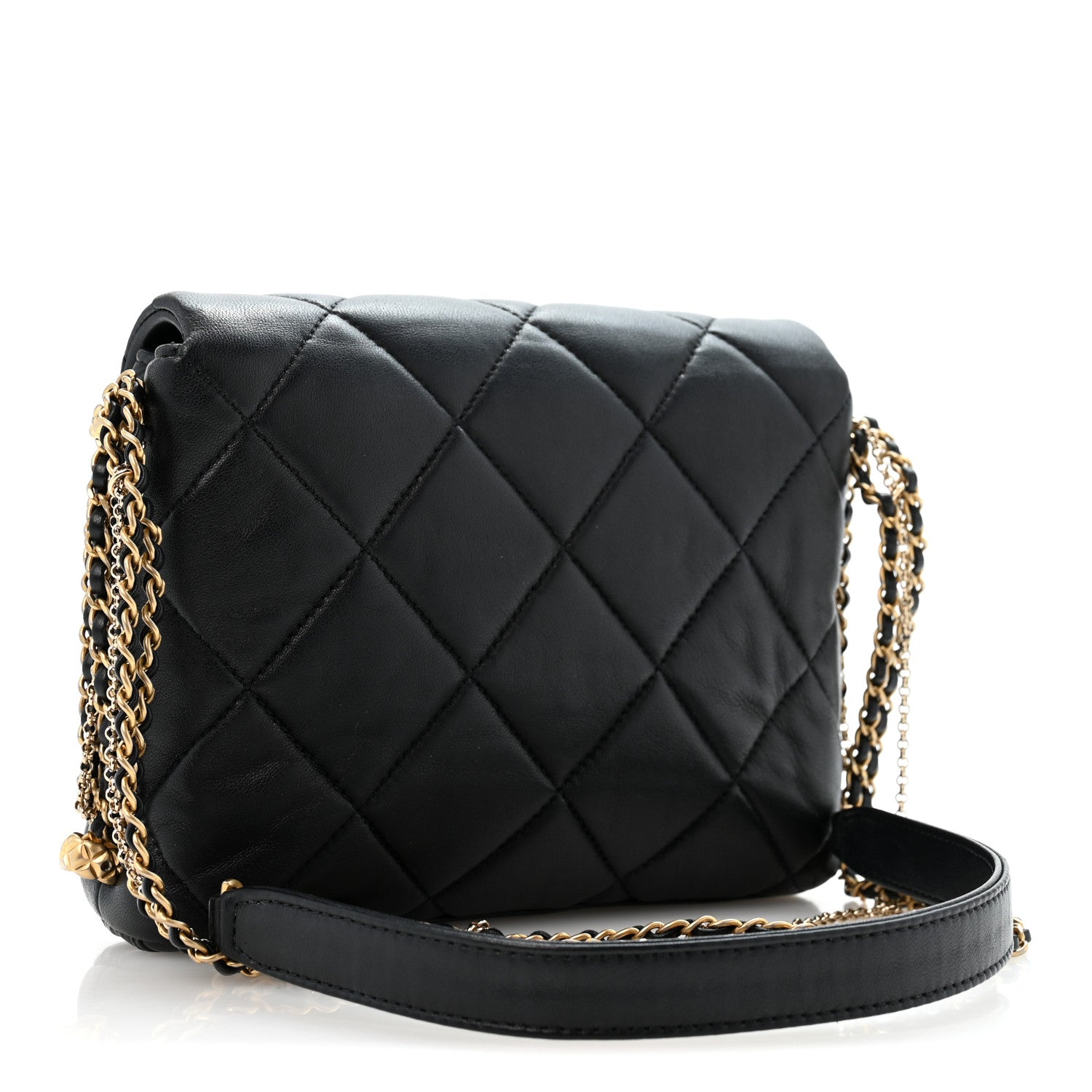 Lambskin Quilted Mini Crush On Chains Flap Bag Black — view 3