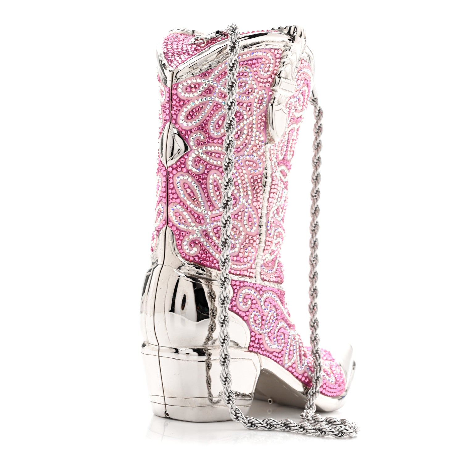 Swarovski Crystal Cowboy Boot Austin Minaudiere Clutch Pink — view 3