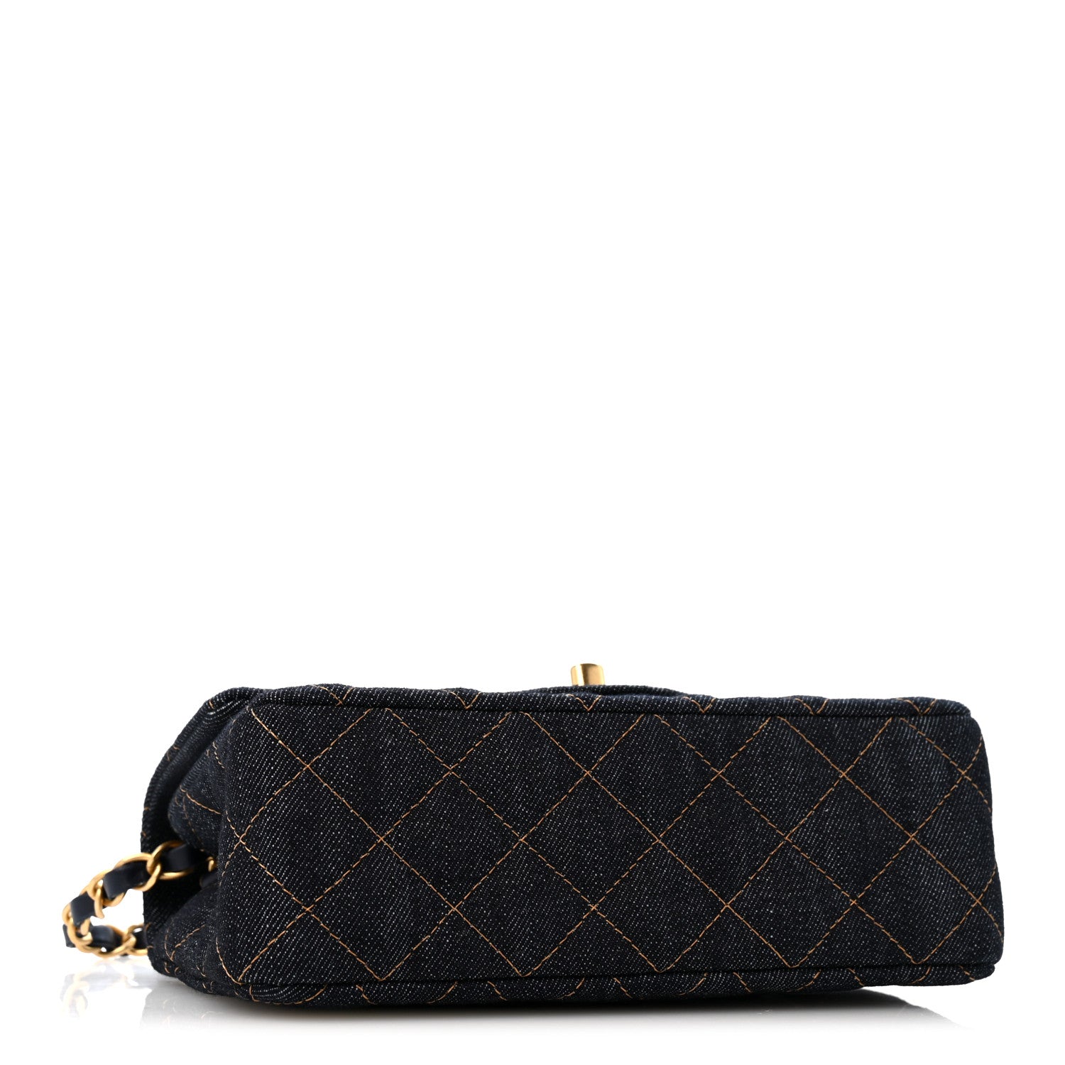 Denim Quilted Mini Rectangular Flap Dark Blue — view 4