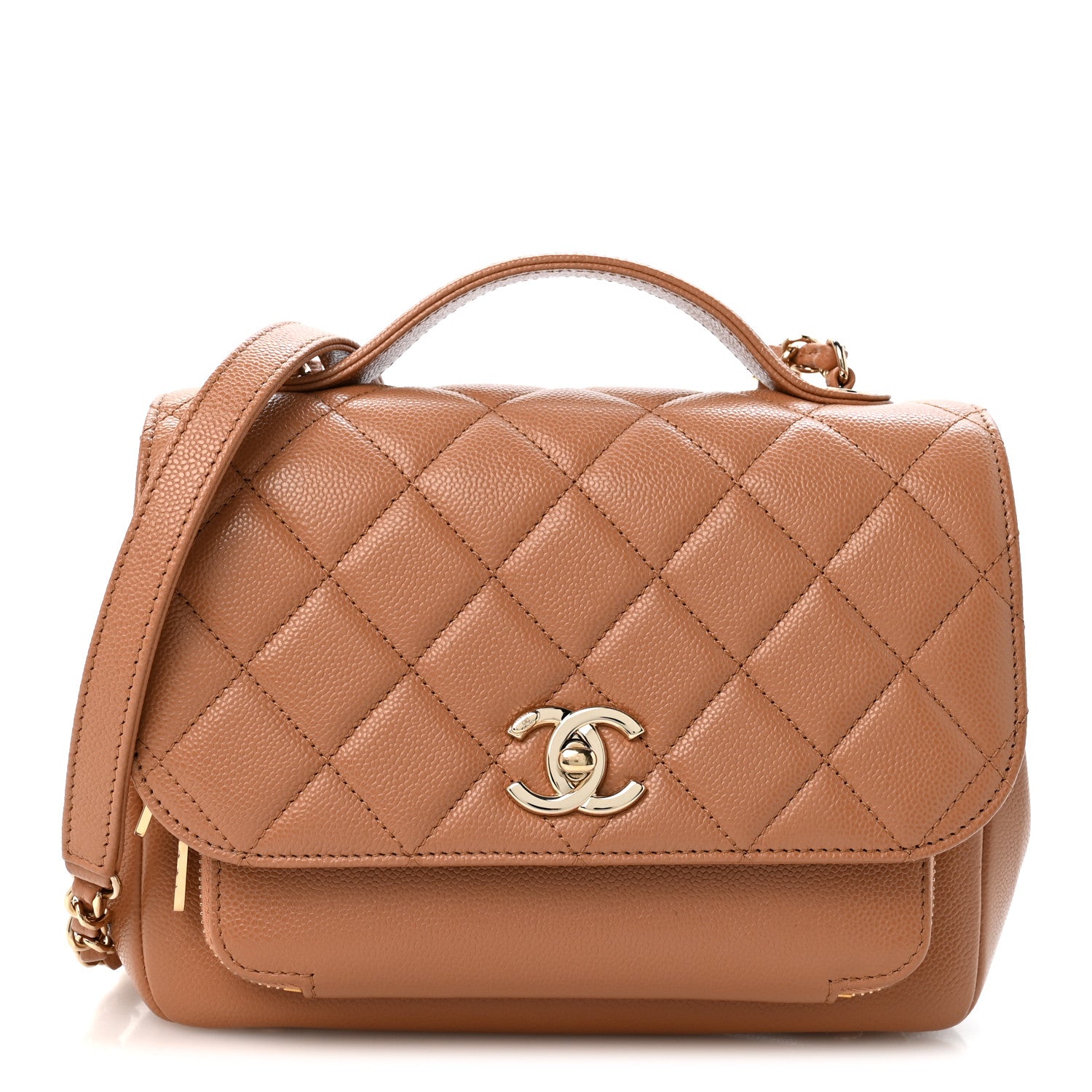 Caviar Quilted Medium Business Affinity Flap Brown
