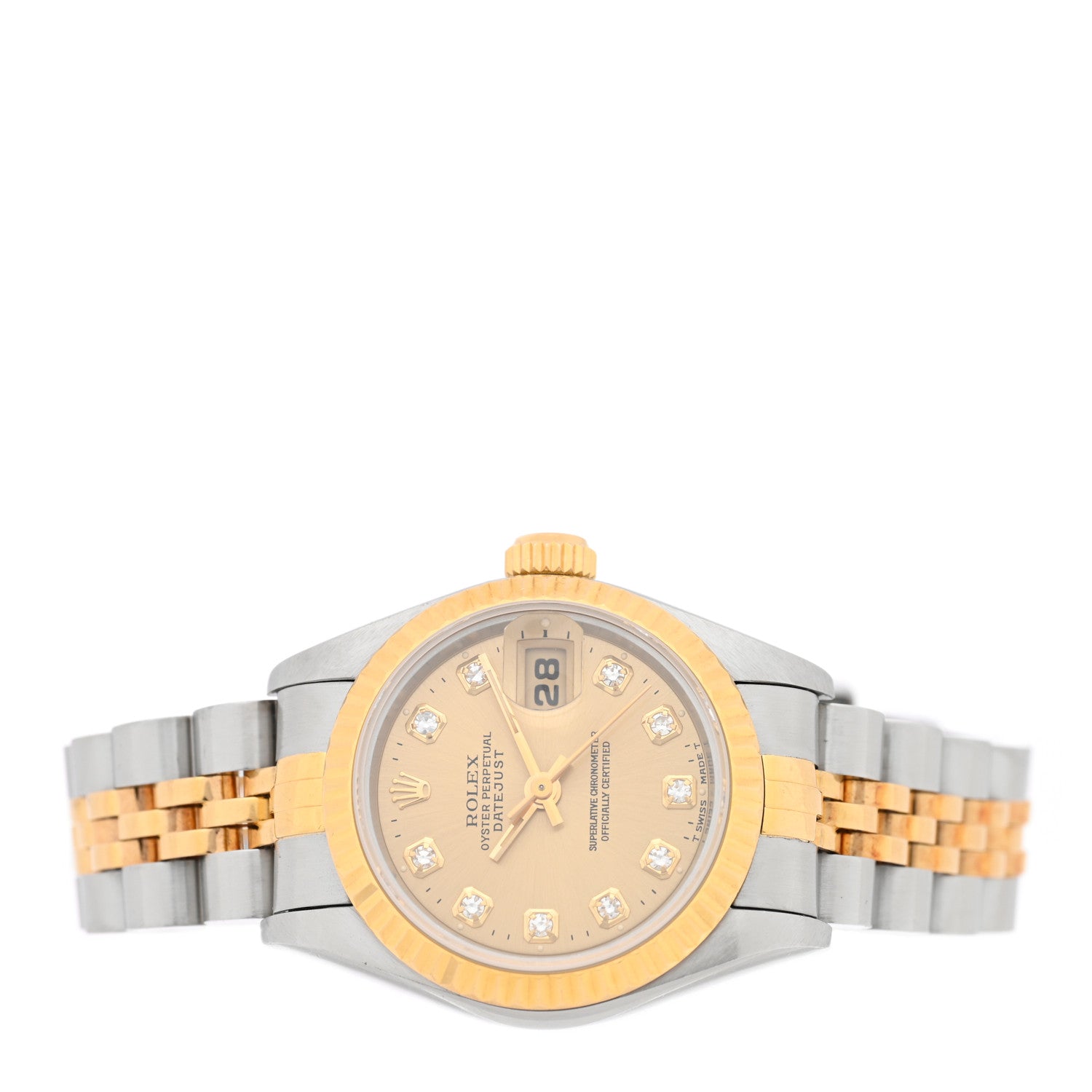 Stainless Steel 18K Yellow Gold Diamond 26mm Oyster Perpetual Datejust Watch Champagne 69173 — view 2