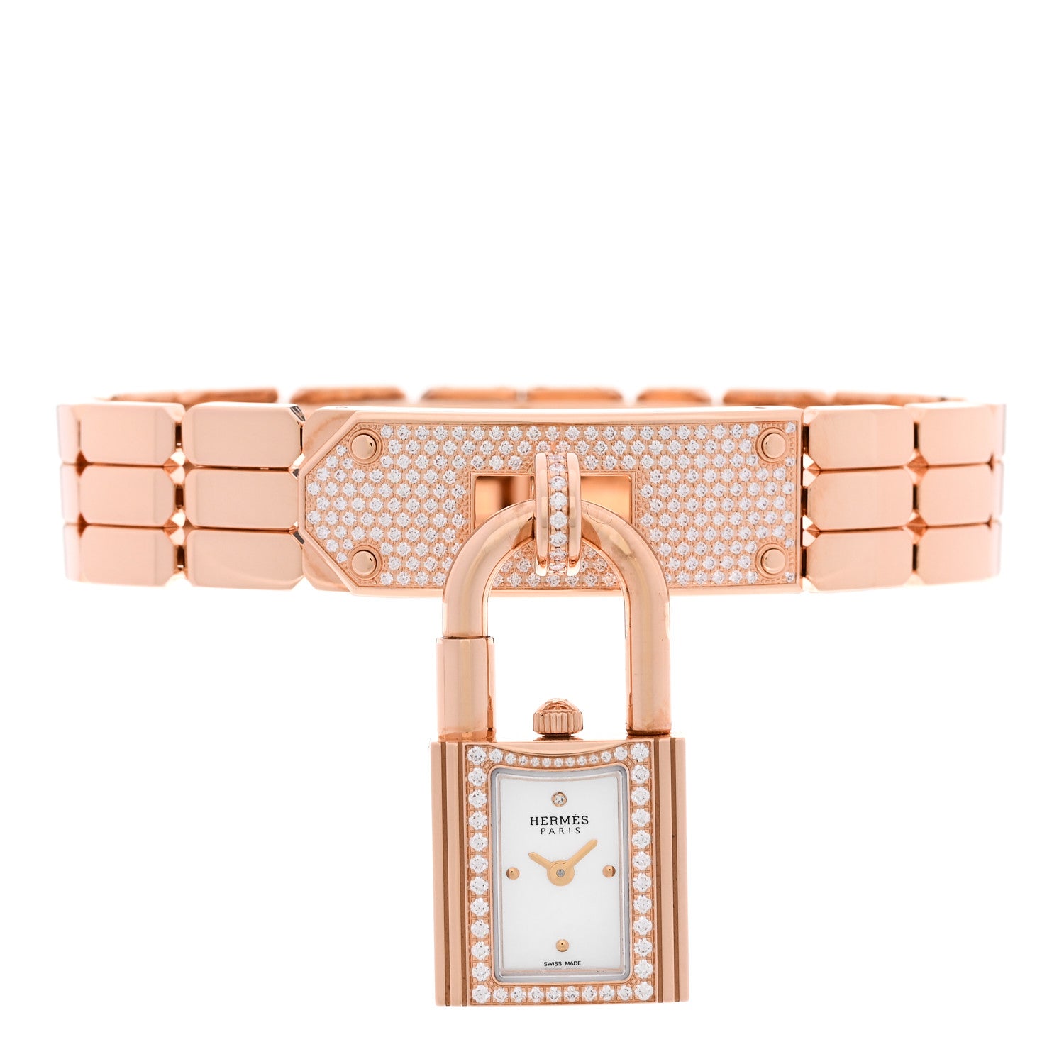 18K Rose Gold Diamond Pave 16mm Kelly Quartz Watch — view 2