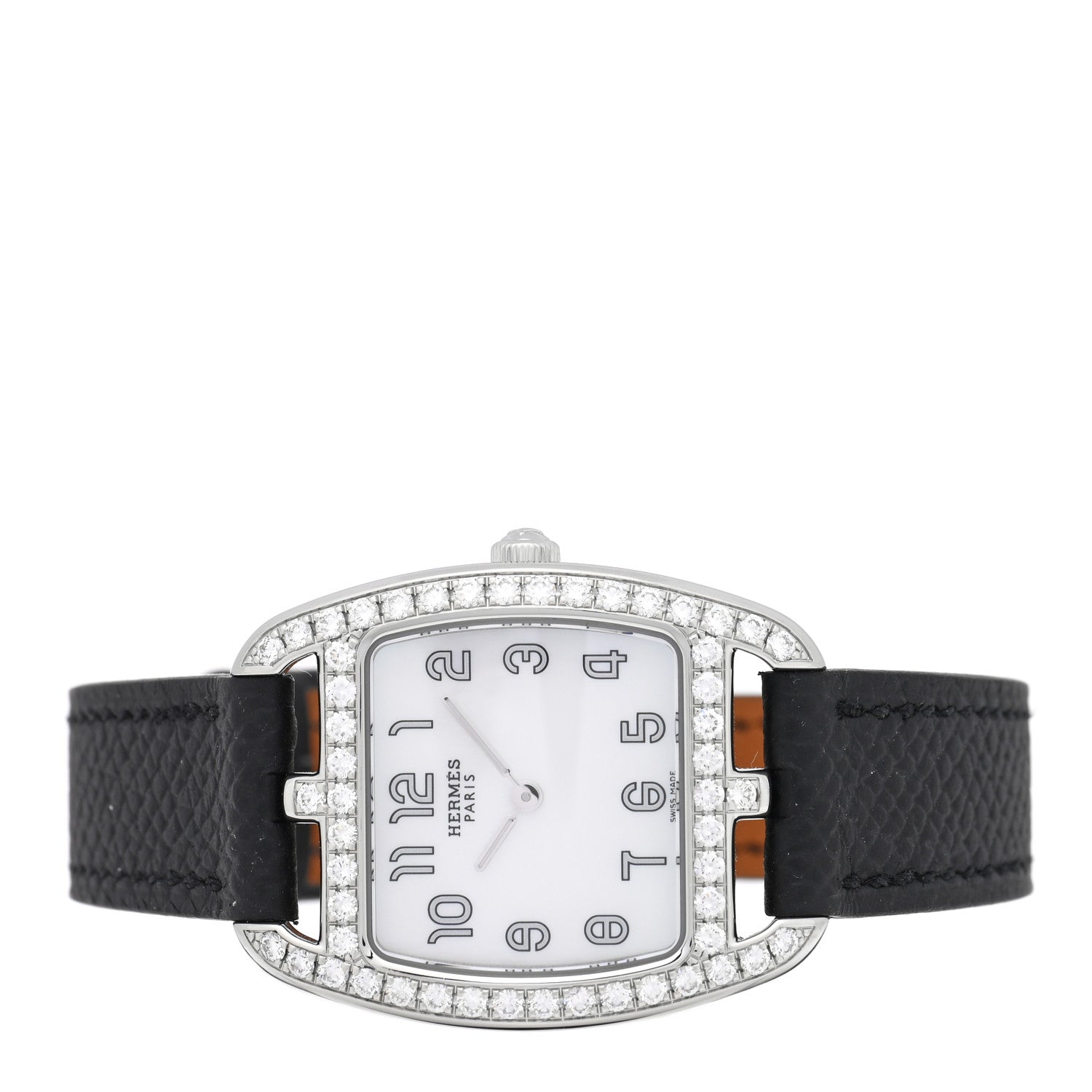 Stainless Steel Epsom Diamond Bezel Mother of Pearl 26mm Cape Cod Tonneau Quartz Watch Noir — view 2