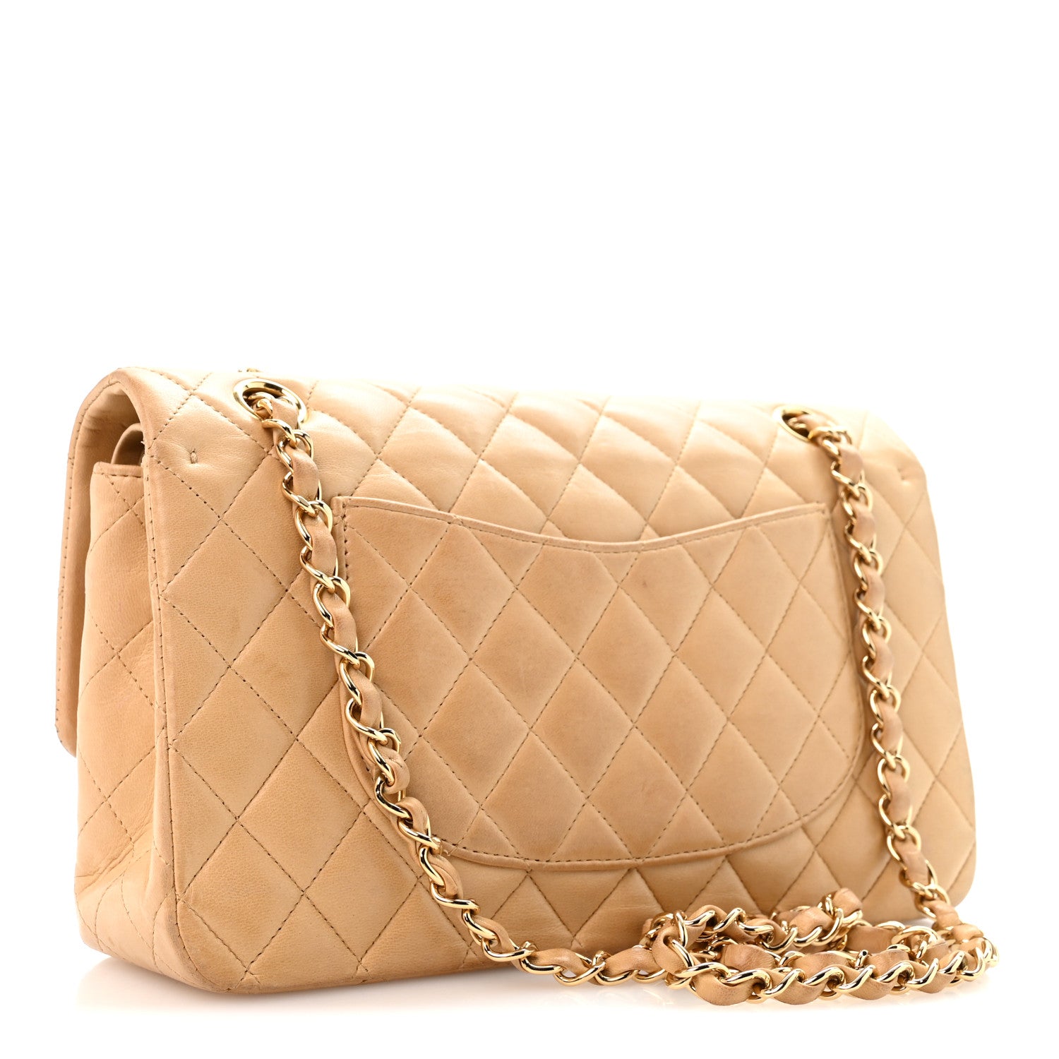 Lambskin Quilted Medium Double Flap Beige — view 3