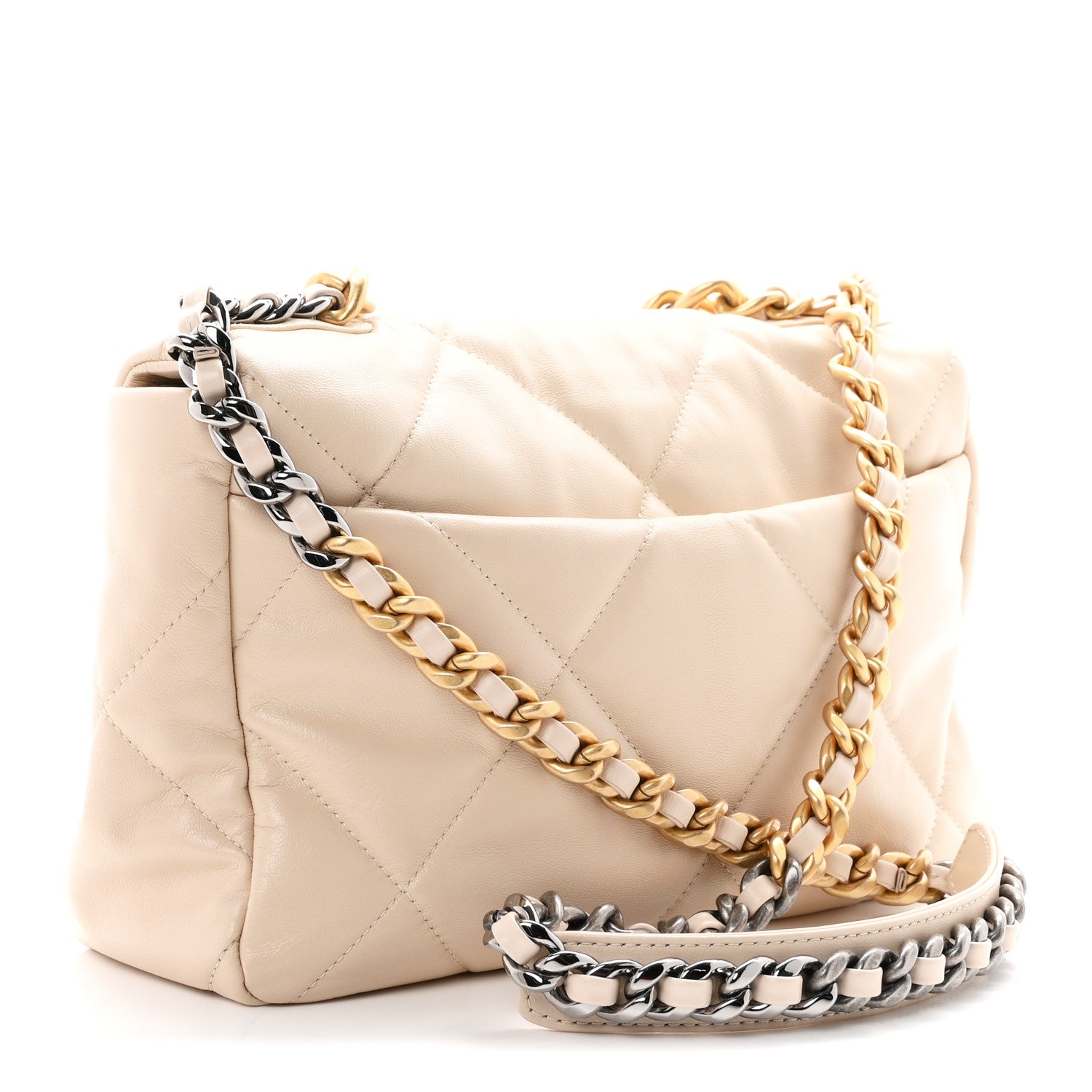 Goatskin Quilted Large Chanel 19 Flap Beige — view 3