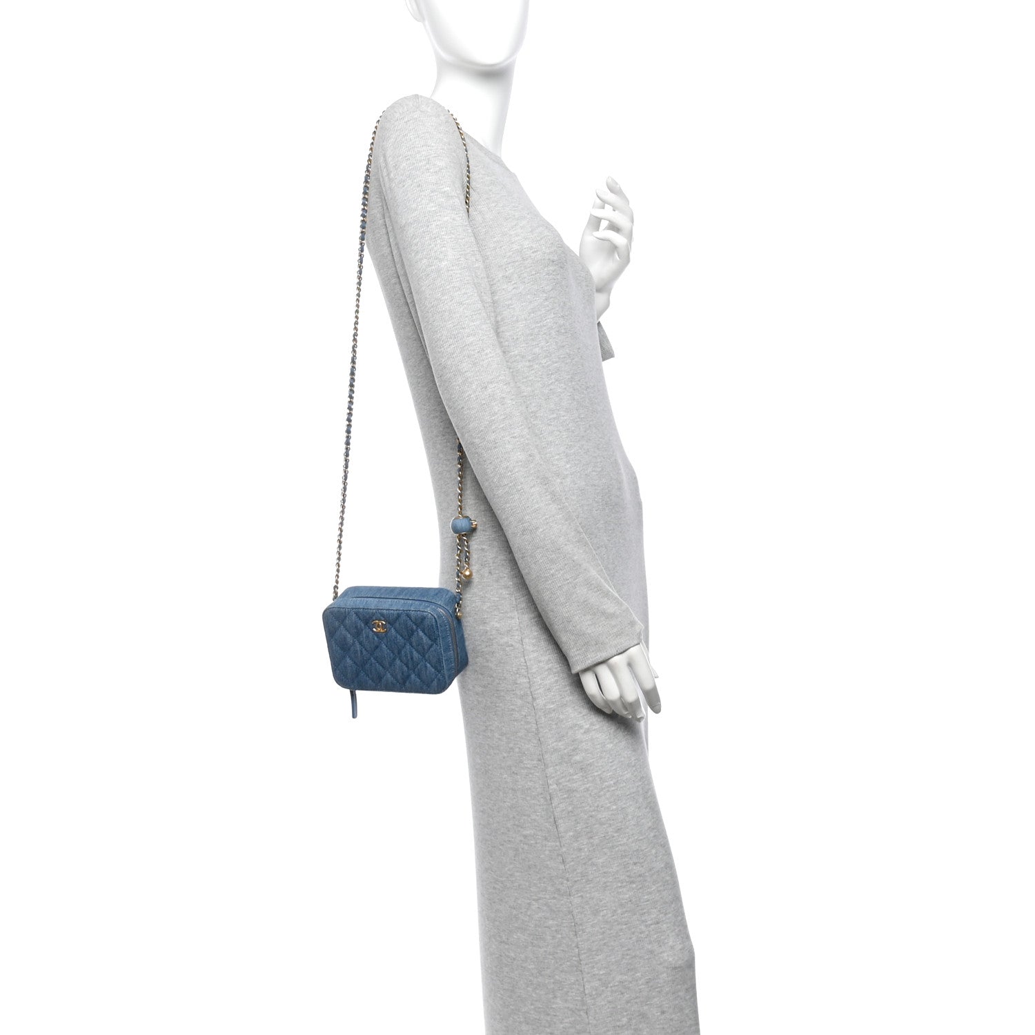 Denim Quilted CC Pearl Crush Camera Case Blue — view 2