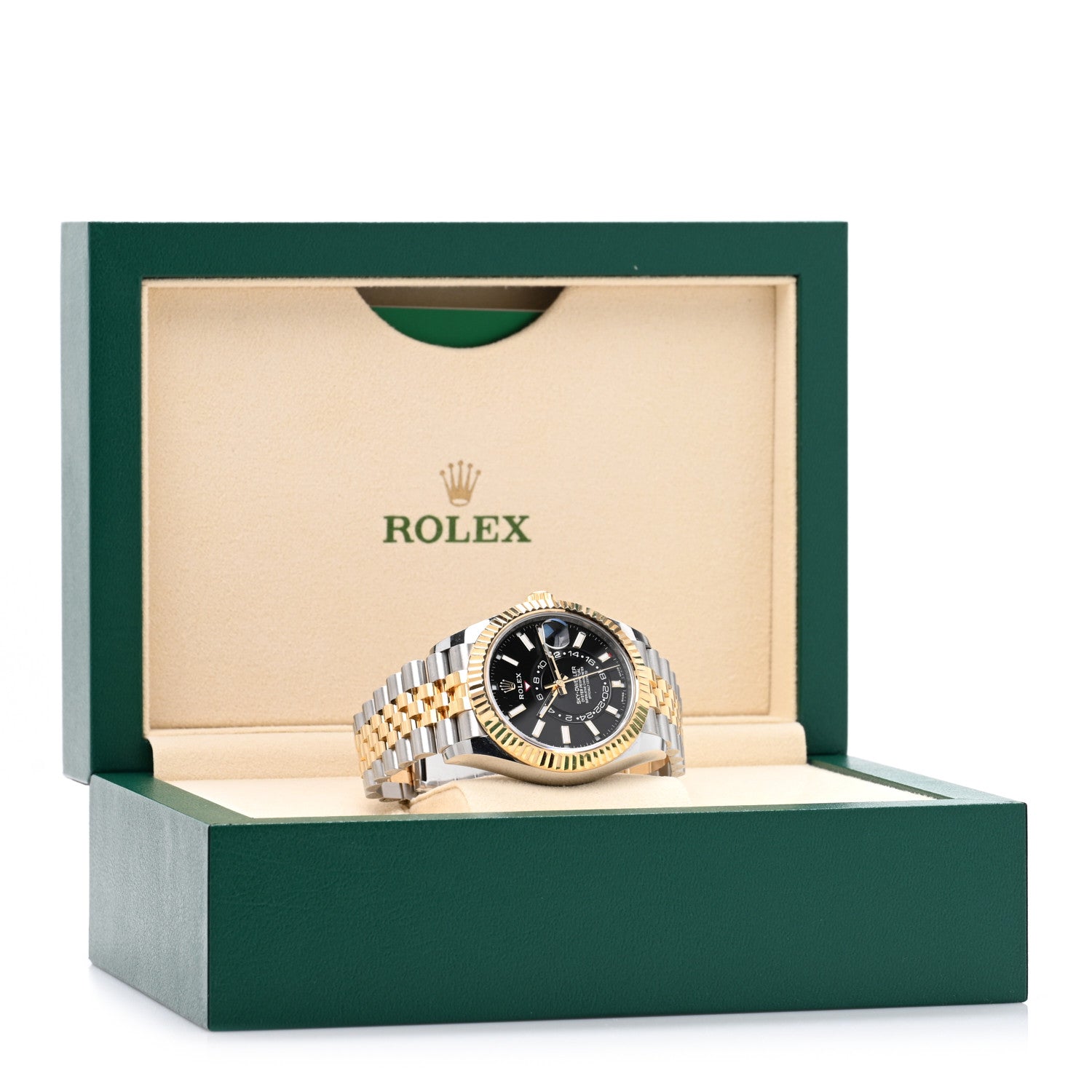 18K Yellow Gold Stainless Steel 42mm Oyster Perpetual Sky-Dweller Watch Bright Black 326933 — view 5