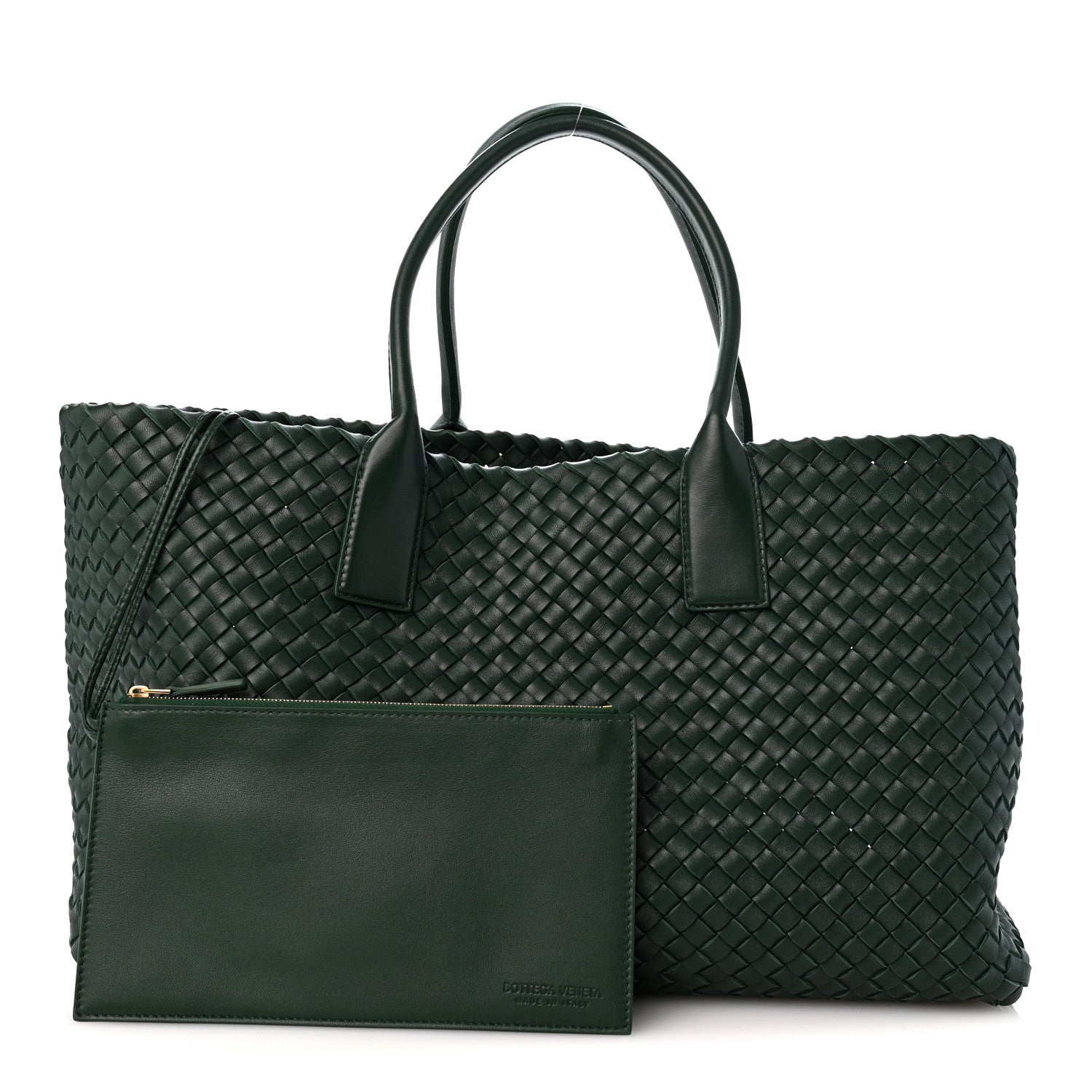 Lambskin Intrecciato Medium Cabat Basil — view 3