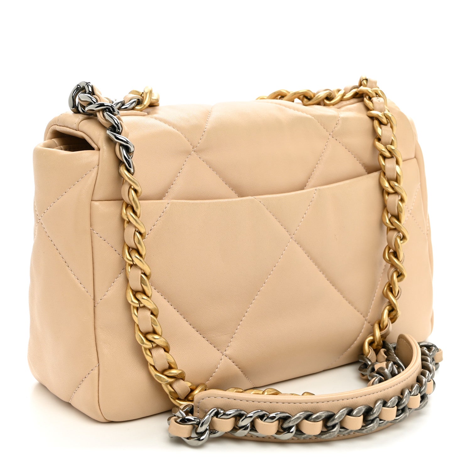 Lambskin Quilted Medium Chanel 19 Flap Light Beige — view 3