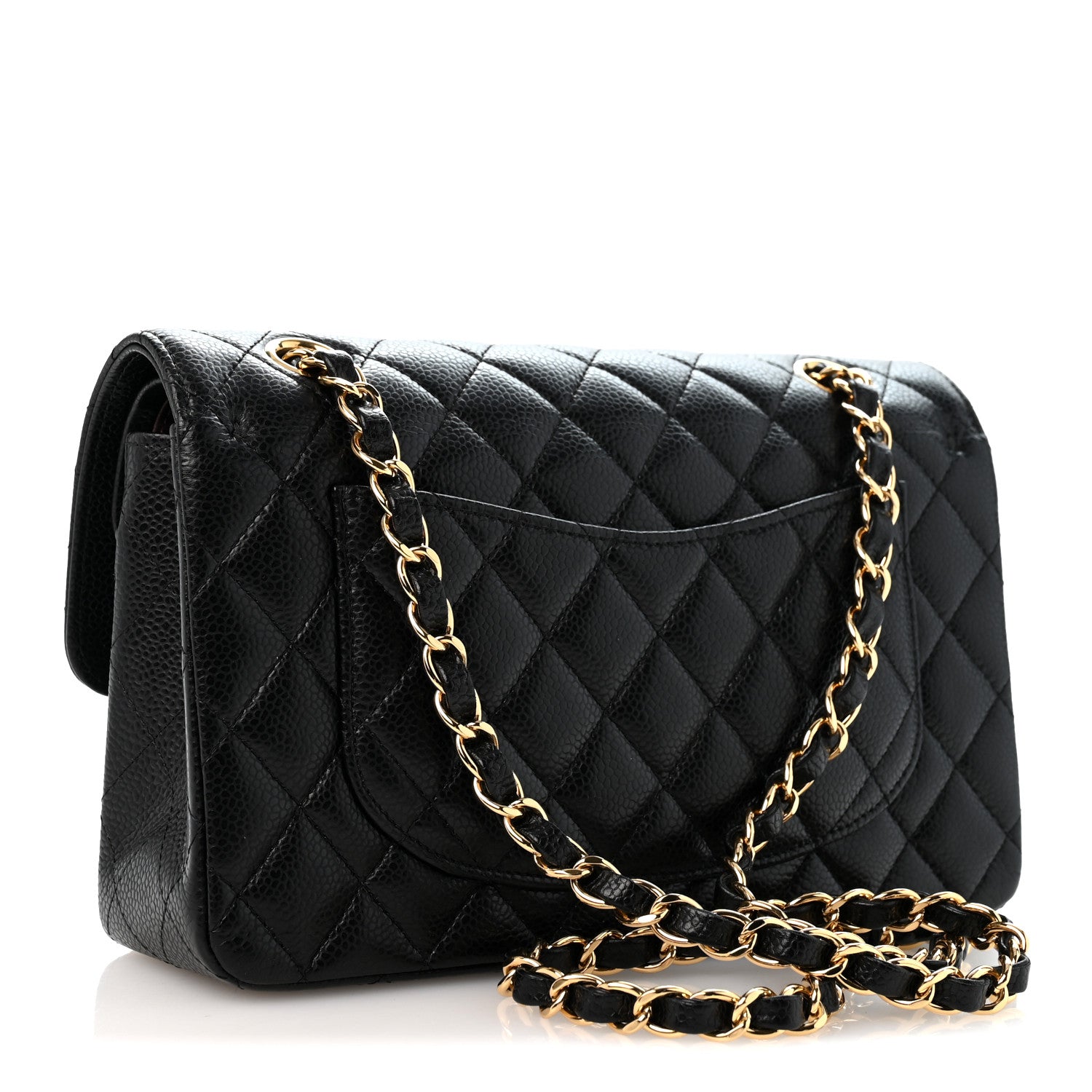 Caviar Quilted Small Double Flap Black — view 3