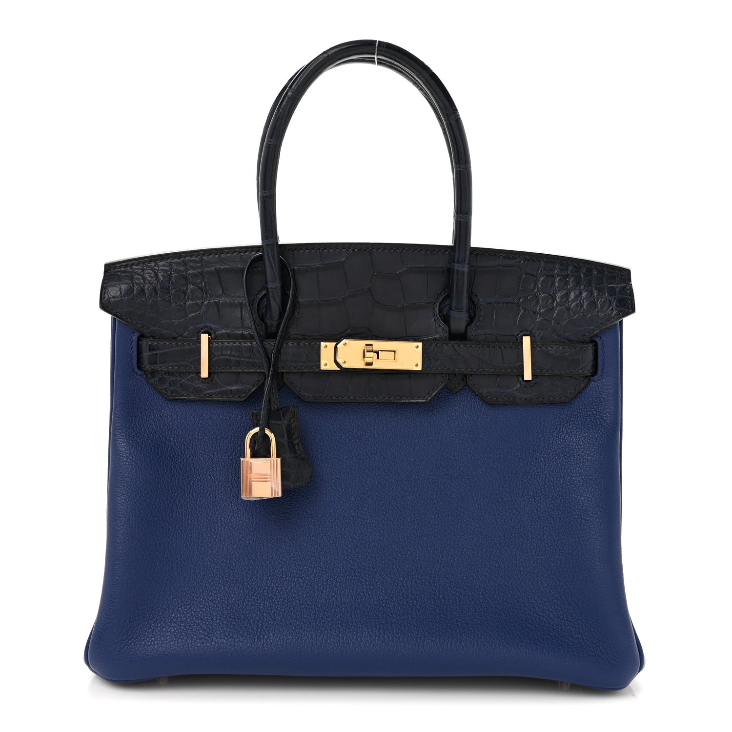Taurillon Novillo Matte Alligator Birkin Touch 30 Bleu Saphir Bleu Marine