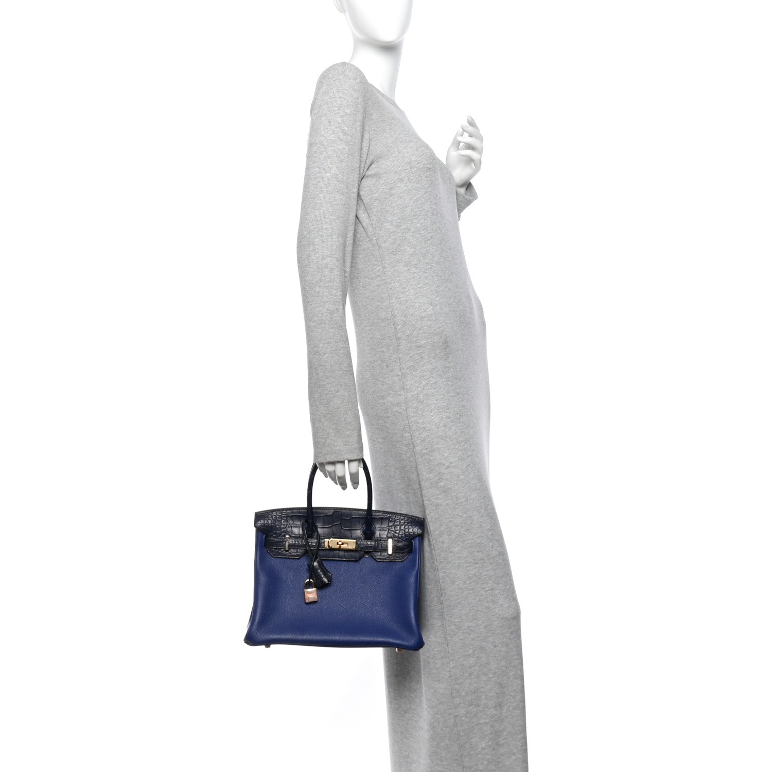 Taurillon Novillo Matte Alligator Birkin Touch 30 Bleu Saphir Bleu Marine — view 2