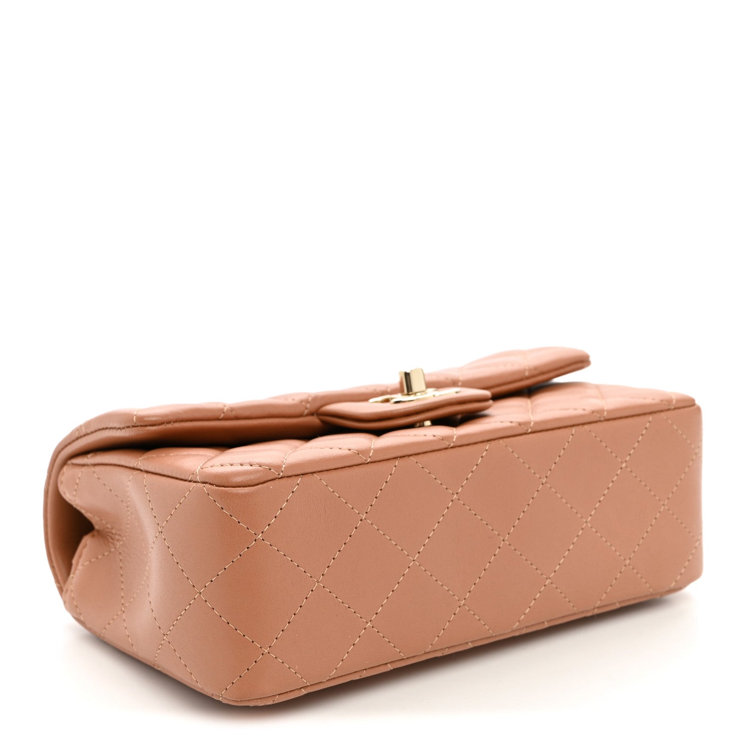 Lambskin Quilted Mini Rectangular Flap Brown — view 4