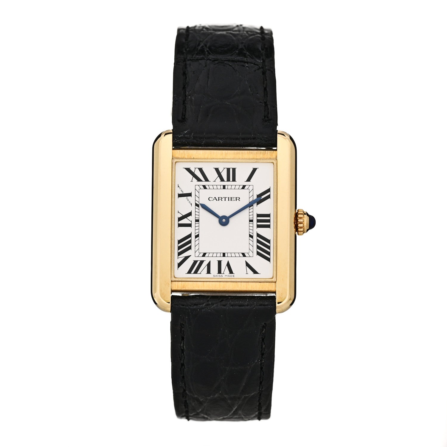 Stainless Steel 18K Yellow Gold Alligator 24mm Tank Solo Quartz Watch