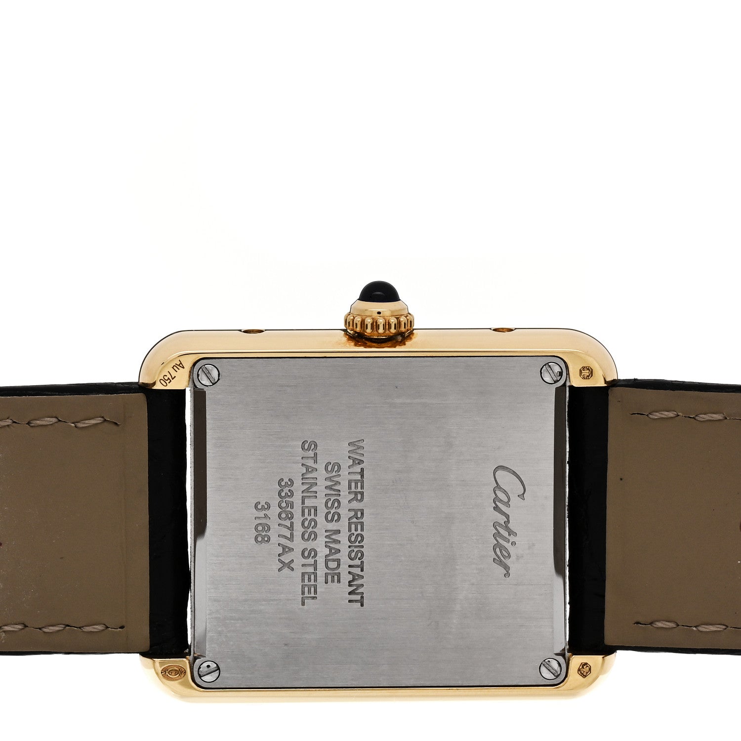 Stainless Steel 18K Yellow Gold Alligator 24mm Tank Solo Quartz Watch — view 4