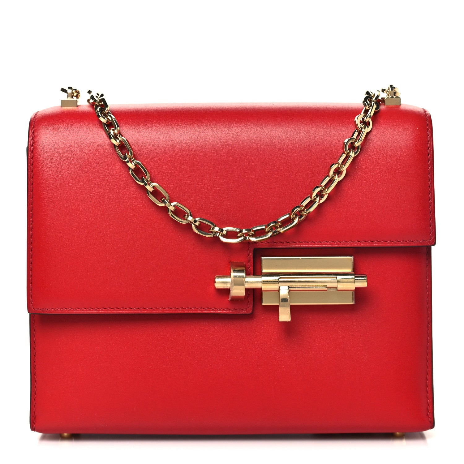 Tadelakt Mini Verrou Chaine Bag Rouge De Coeur