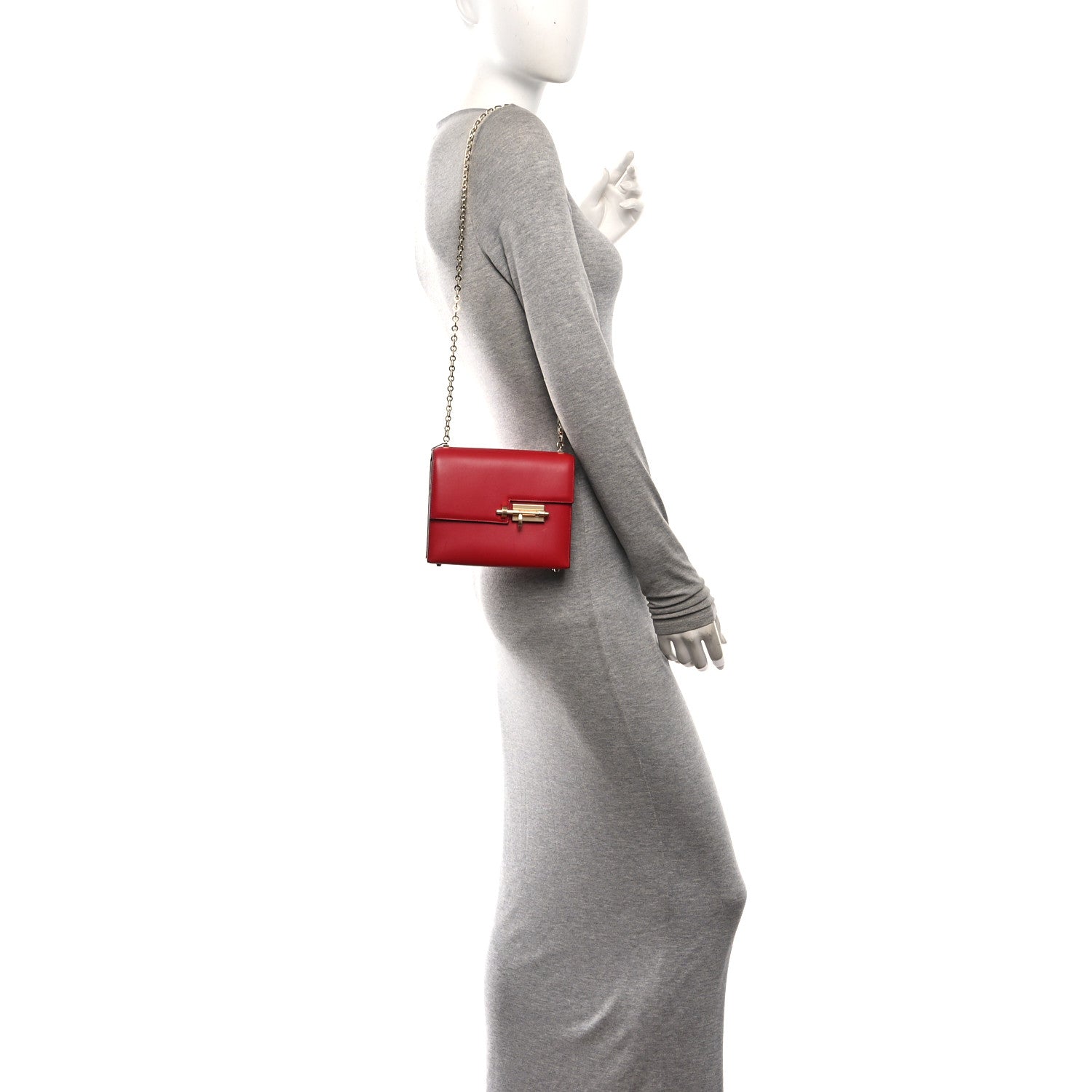 Tadelakt Mini Verrou Chaine Bag Rouge De Coeur — view 2