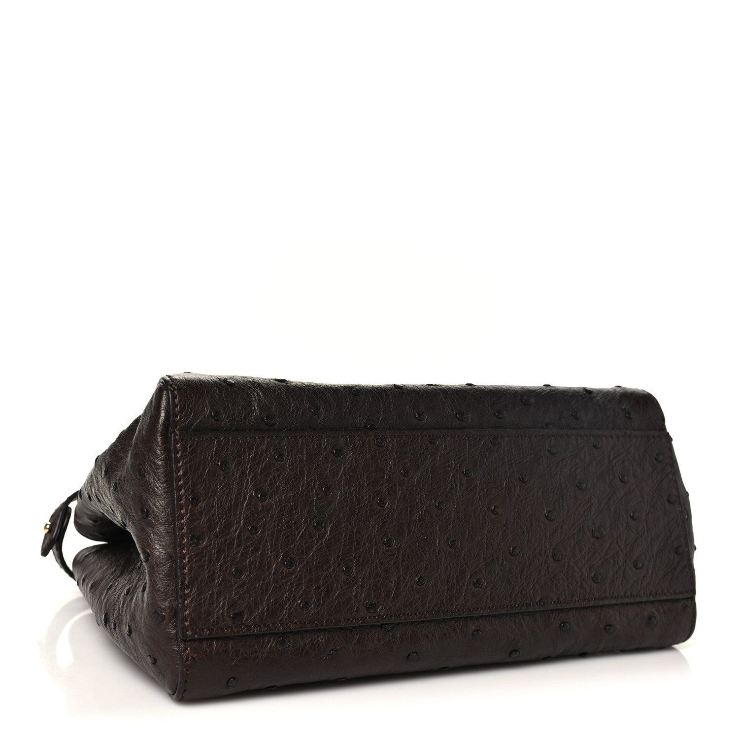 Ostrich Shiny Nappa Mini Peekaboo Iconic Satchel Chocolate — view 4