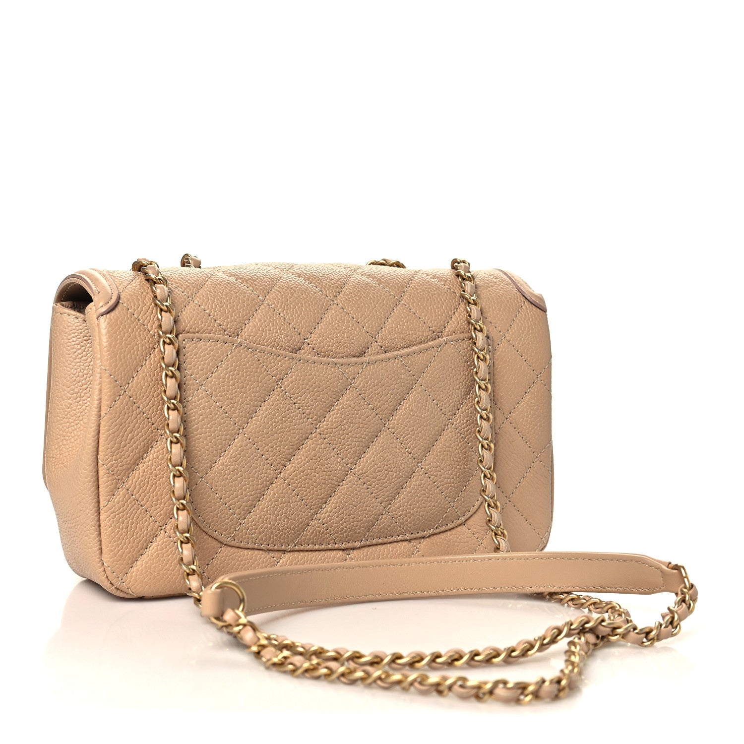Caviar Quilted Small CC Filigree Flap Beige — view 3
