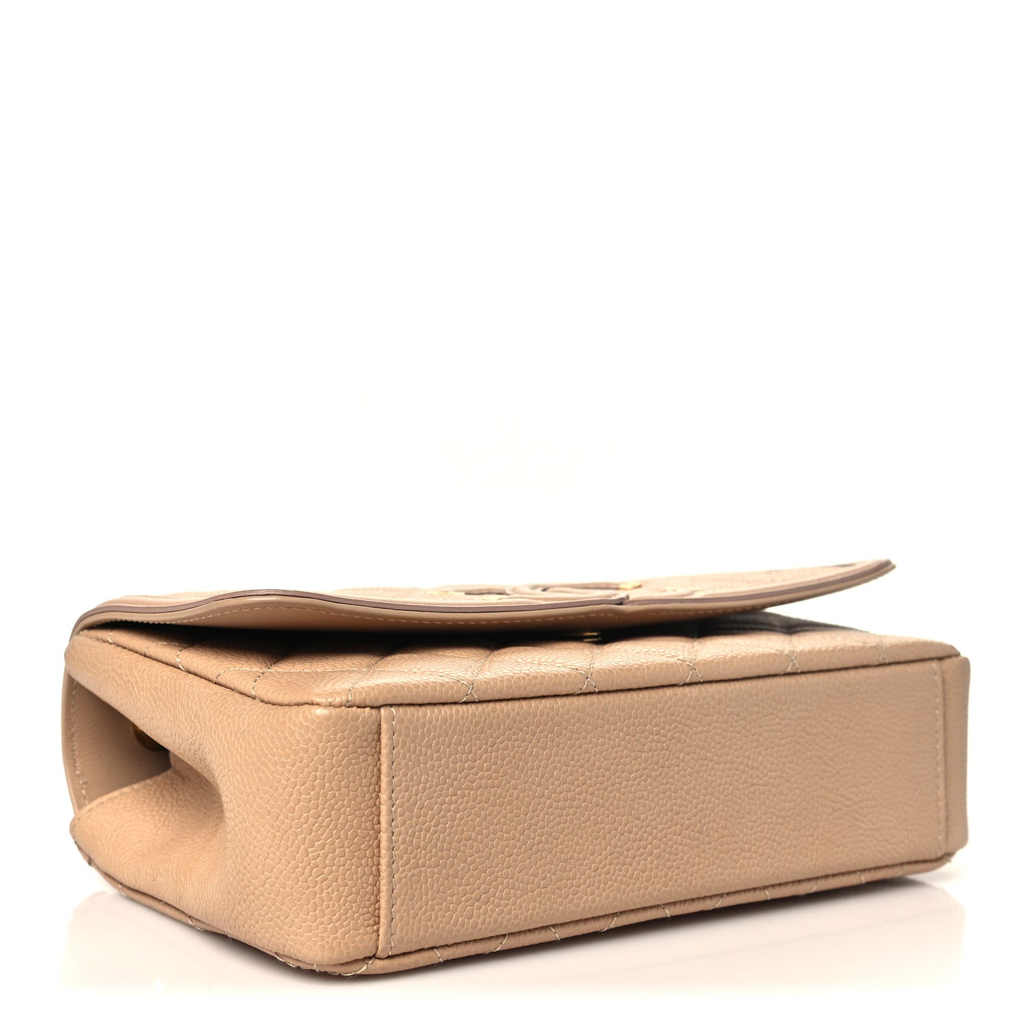 Caviar Quilted Small CC Filigree Flap Beige — view 4