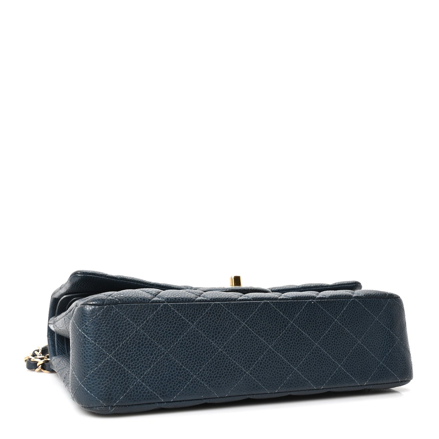 Metallic Caviar Quilted Medium Double Flap Dark Blue — view 4