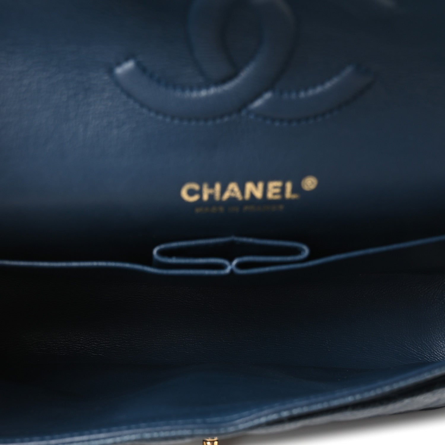 Metallic Caviar Quilted Medium Double Flap Dark Blue — view 5