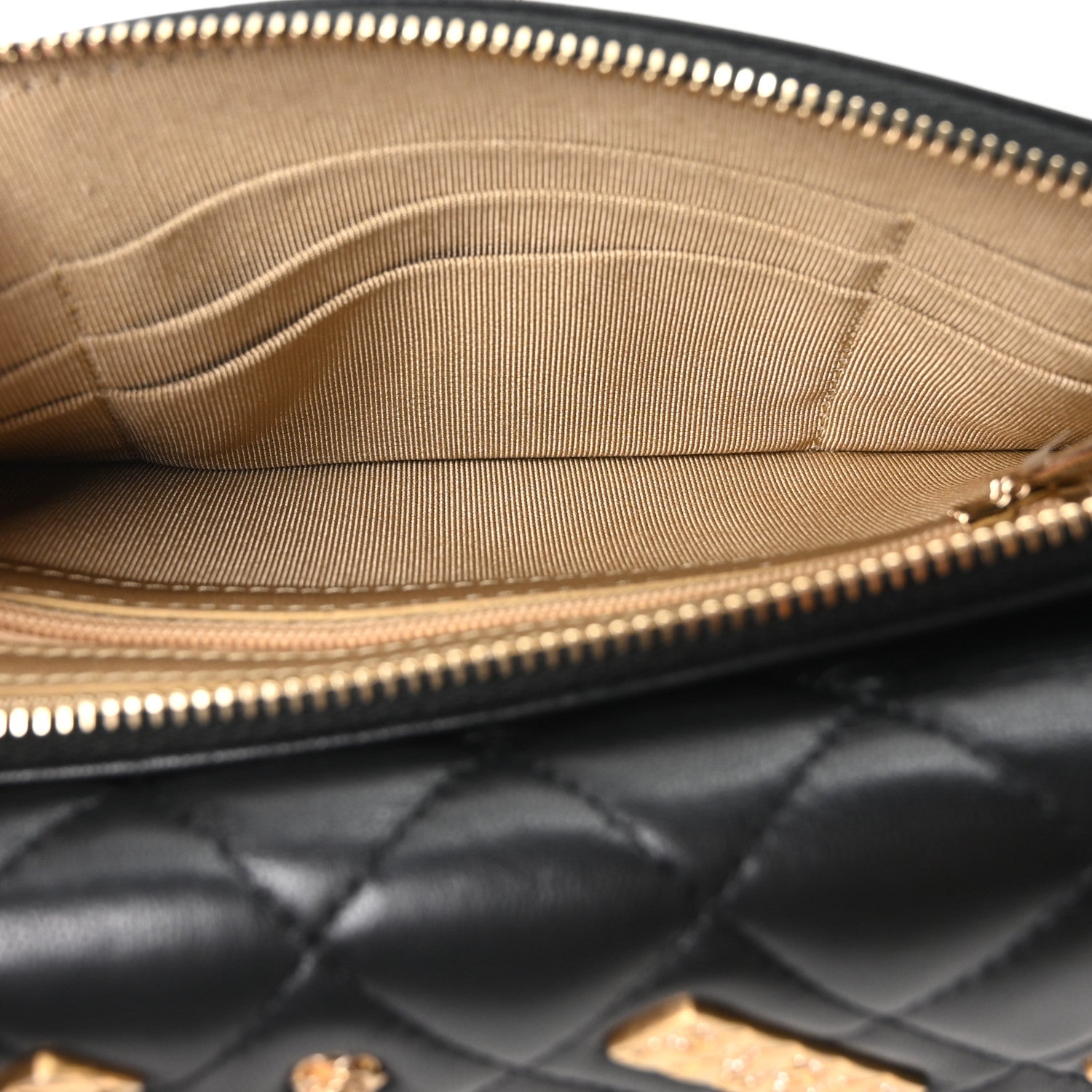 Lambskin Quilted Charm Flap Phone Holder With Chain Black — view 5