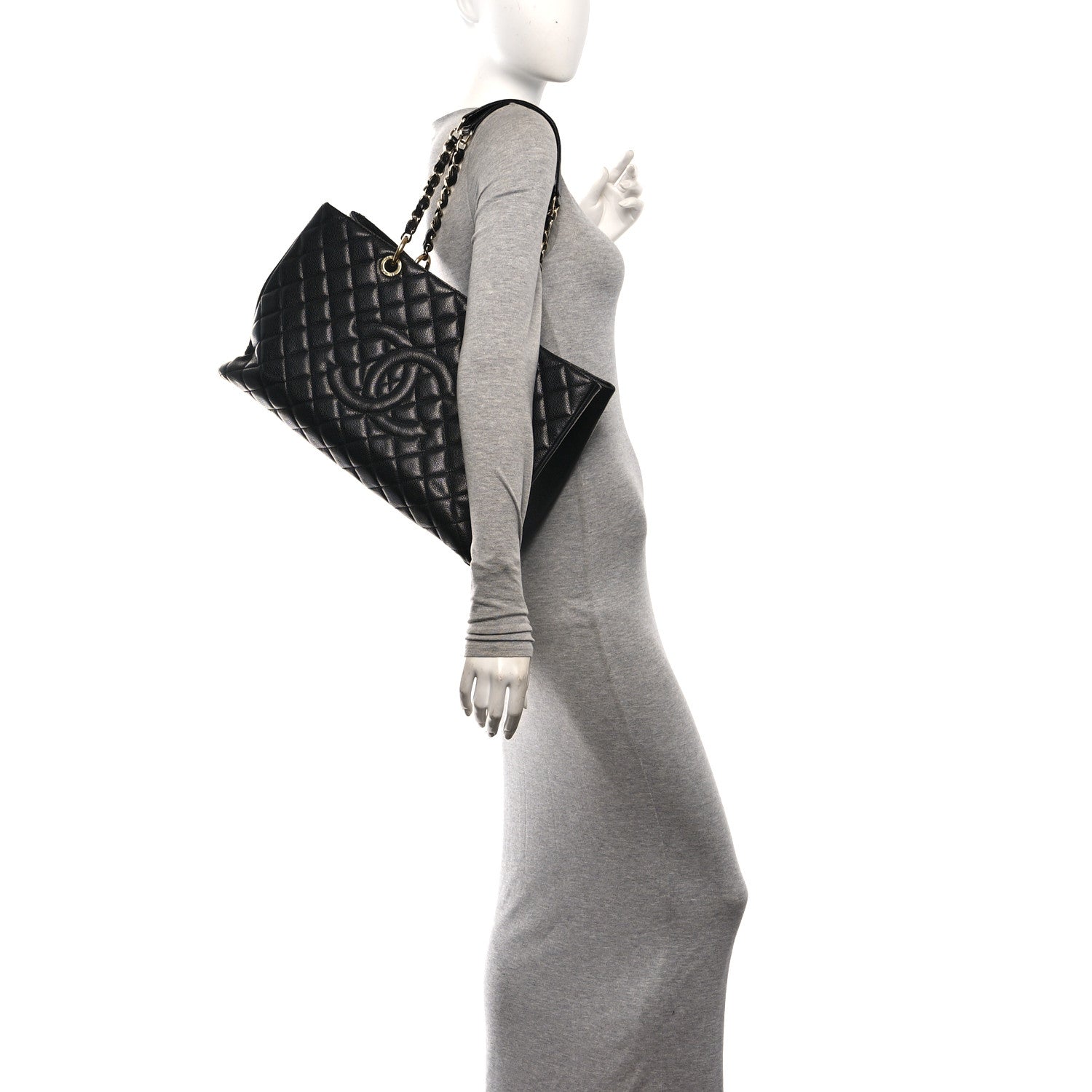 Caviar Quilted XL Grand Shopping Tote GST Black — view 2