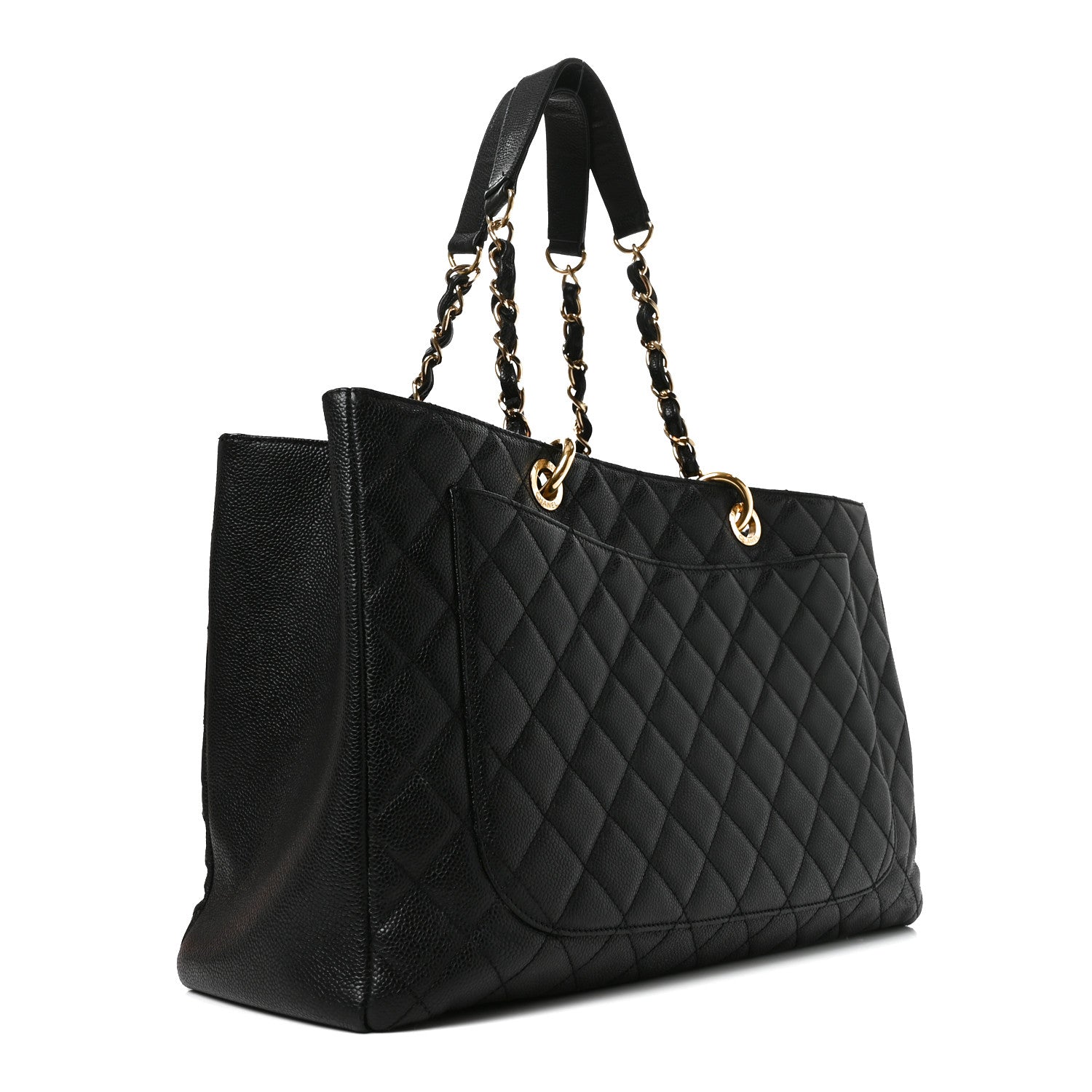 Caviar Quilted XL Grand Shopping Tote GST Black — view 3