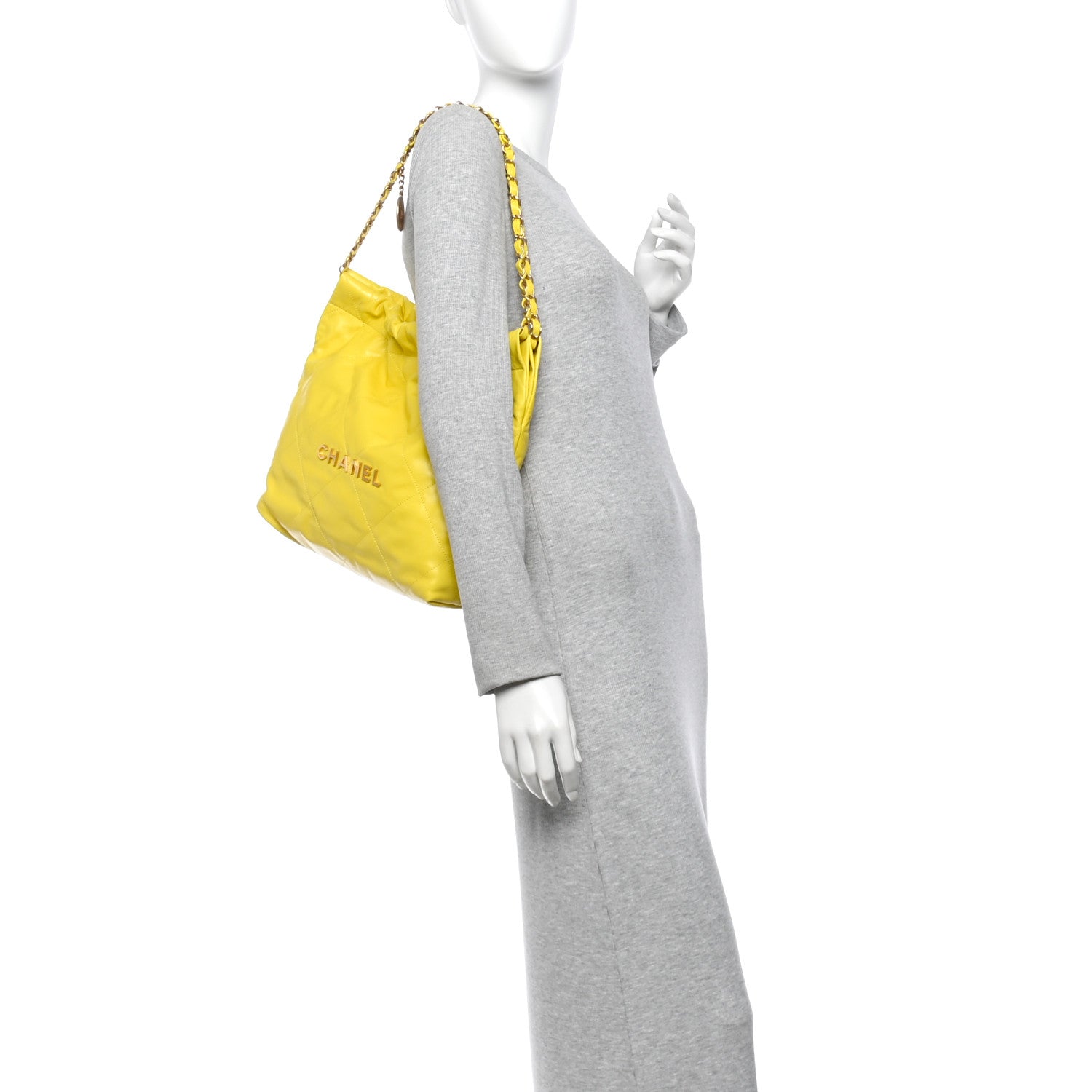 Shiny Calfskin Quilted Small Chanel 22 Yellow — view 2