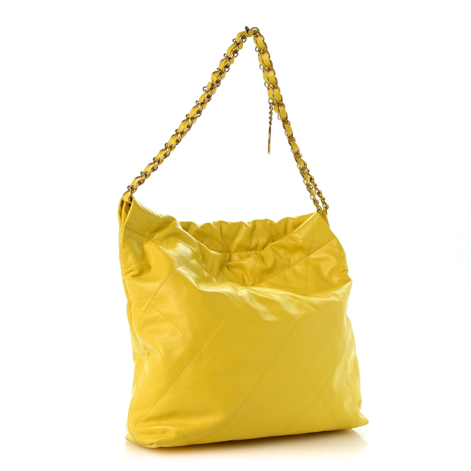 Shiny Calfskin Quilted Small Chanel 22 Yellow — view 4