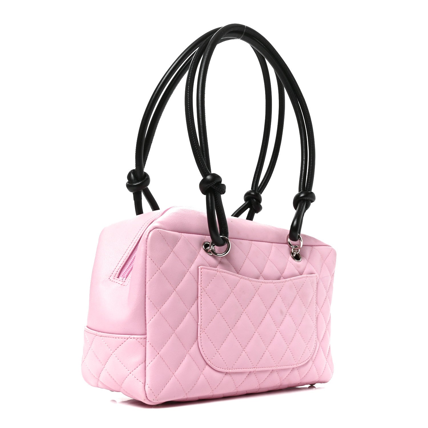 Calfskin Quilted Large Cambon Bowler Pink Black — view 3