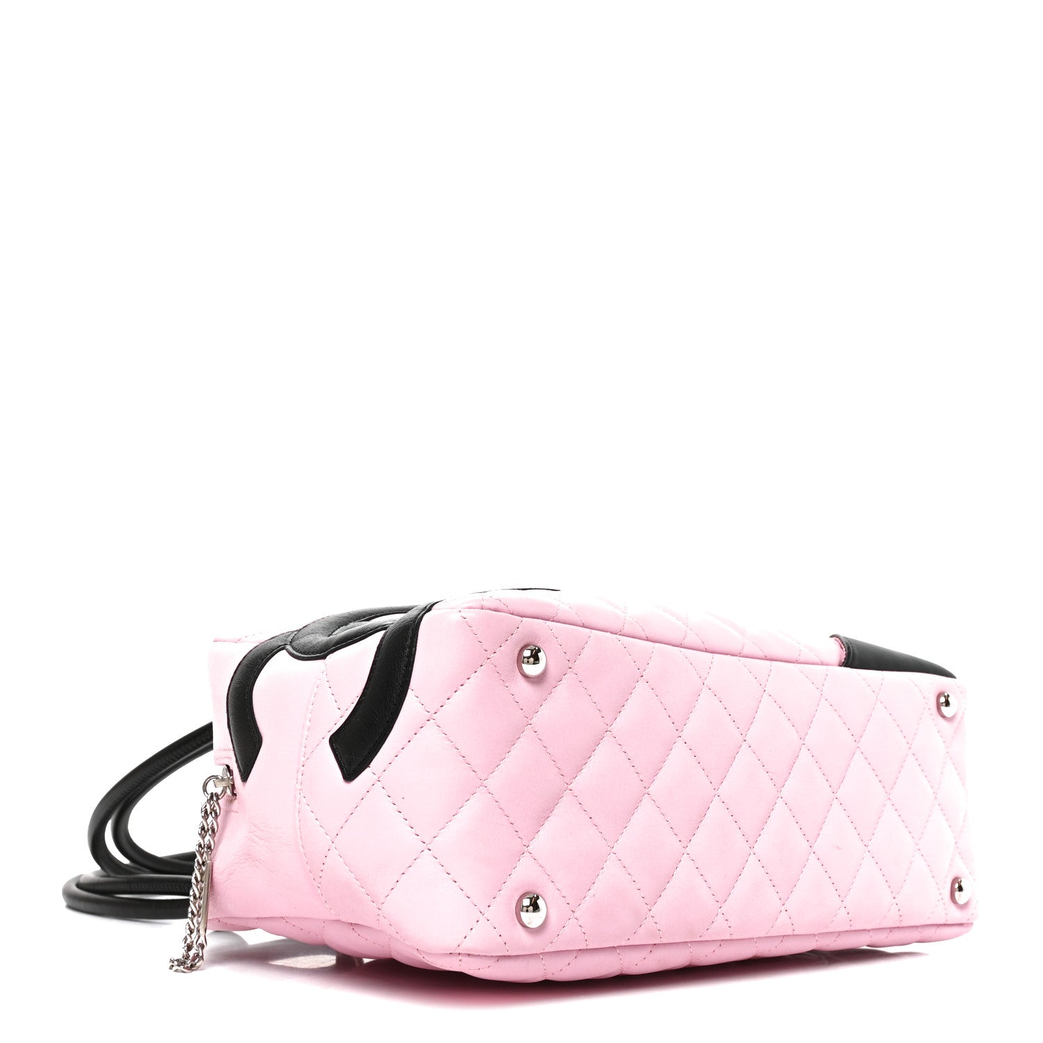 Calfskin Quilted Large Cambon Bowler Pink Black — view 4