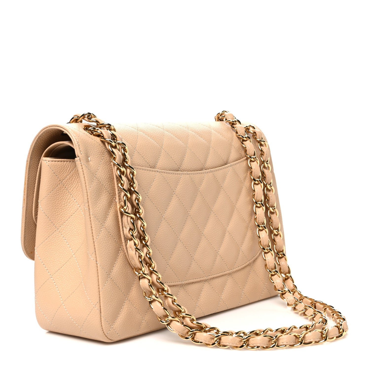 Caviar Quilted Jumbo Double Flap Beige Clair — view 3