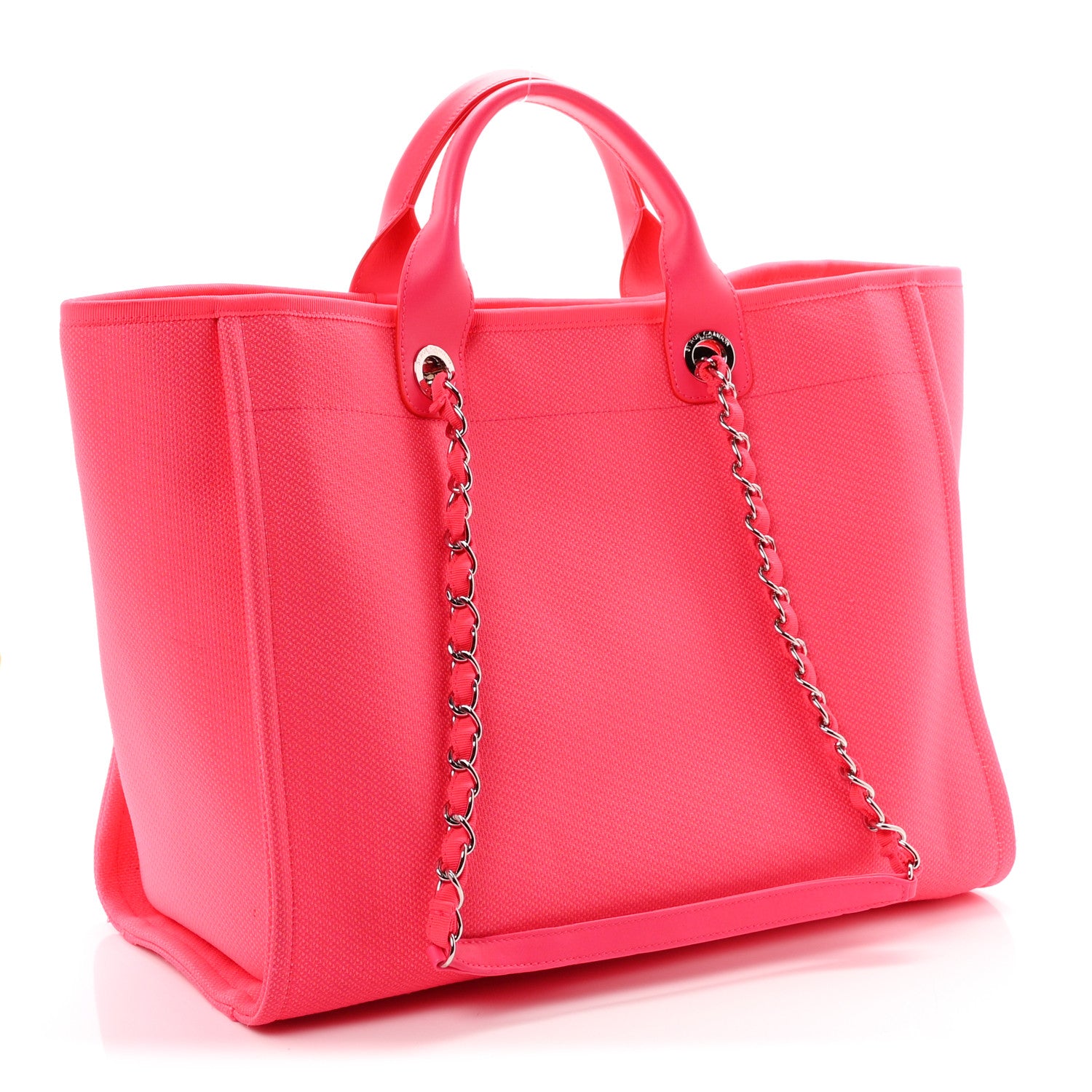 Mixed Fibers Calfskin Medium Deauville Tote Pink Orange — view 4
