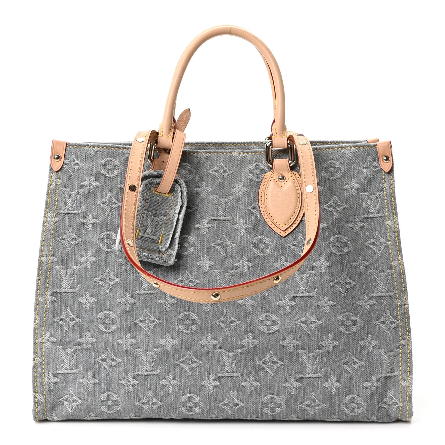 Monogram Denim Onthego MM Washed Gray