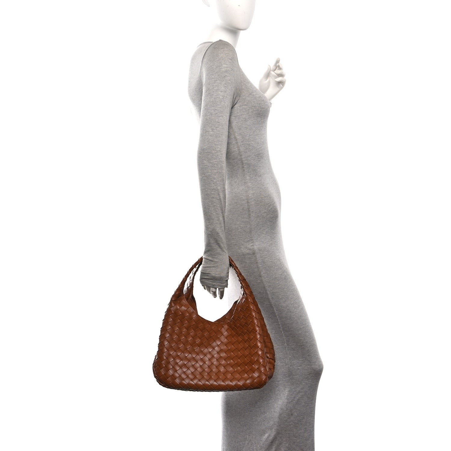 Nappa Intrecciato Medium Campana Shoulder Bag Tannin — view 2