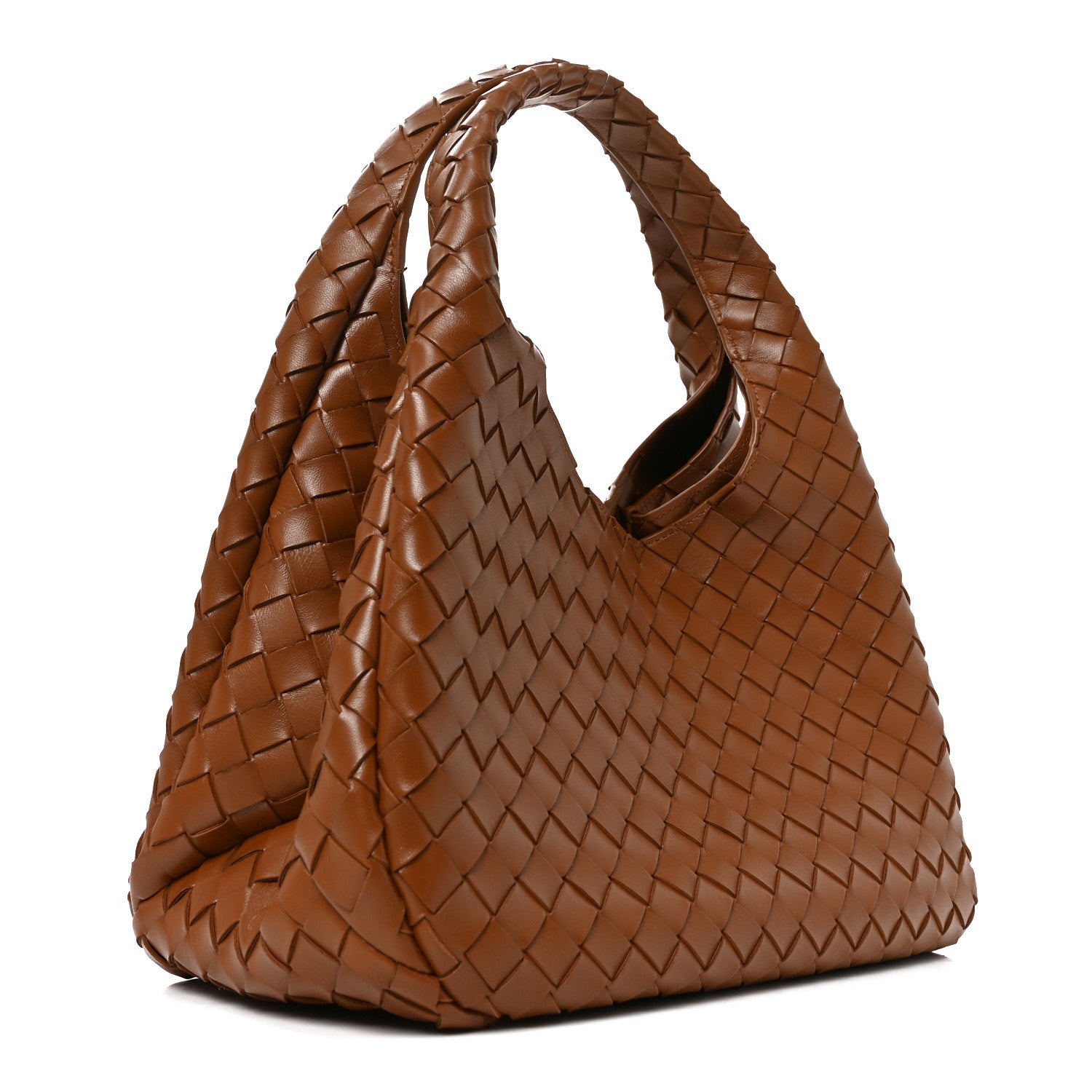 Nappa Intrecciato Medium Campana Shoulder Bag Tannin — view 3