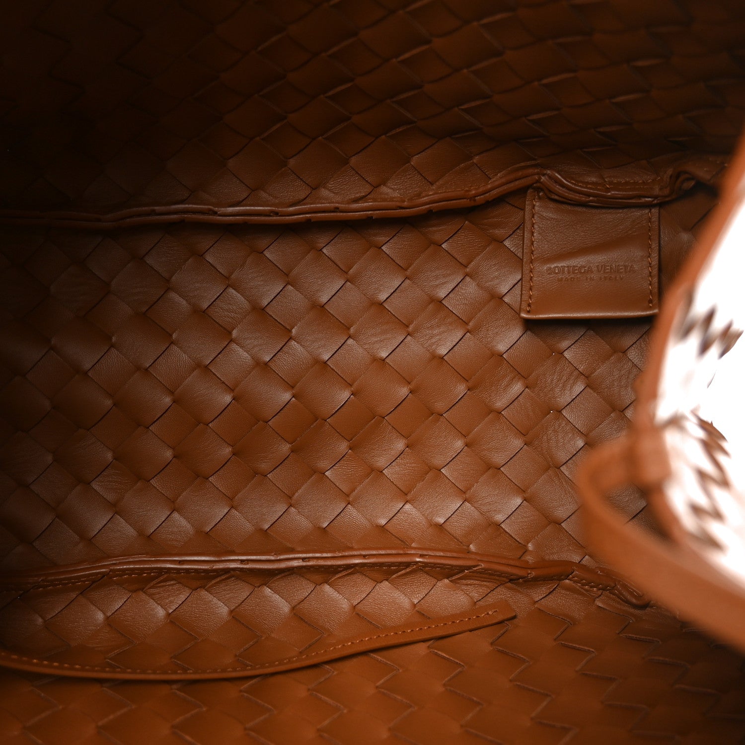 Nappa Intrecciato Medium Campana Shoulder Bag Tannin — view 5