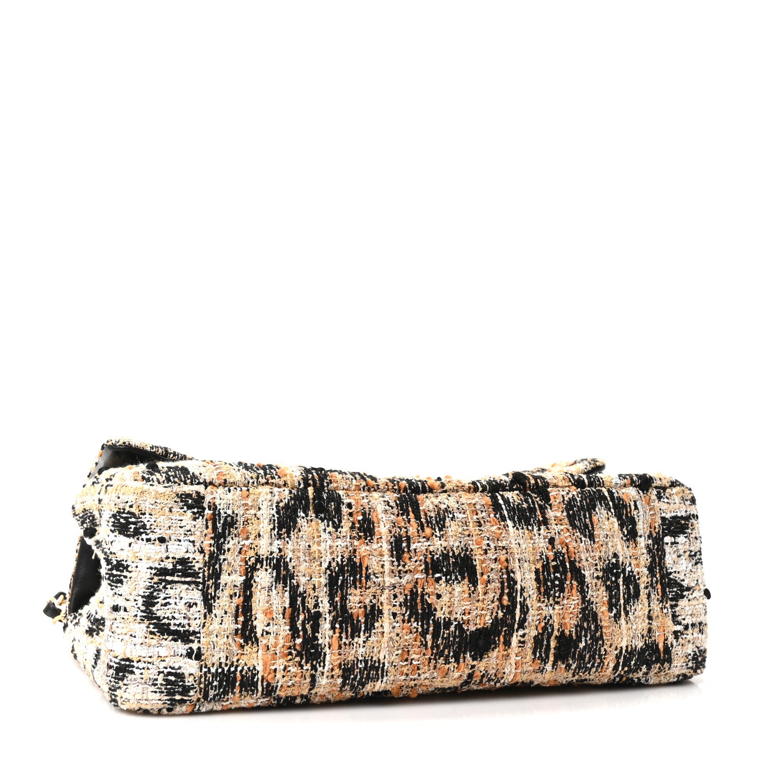 Tweed Mixed Fibers Leopard Print Small Souplissimo Maxi Flap Brown Black White — view 4