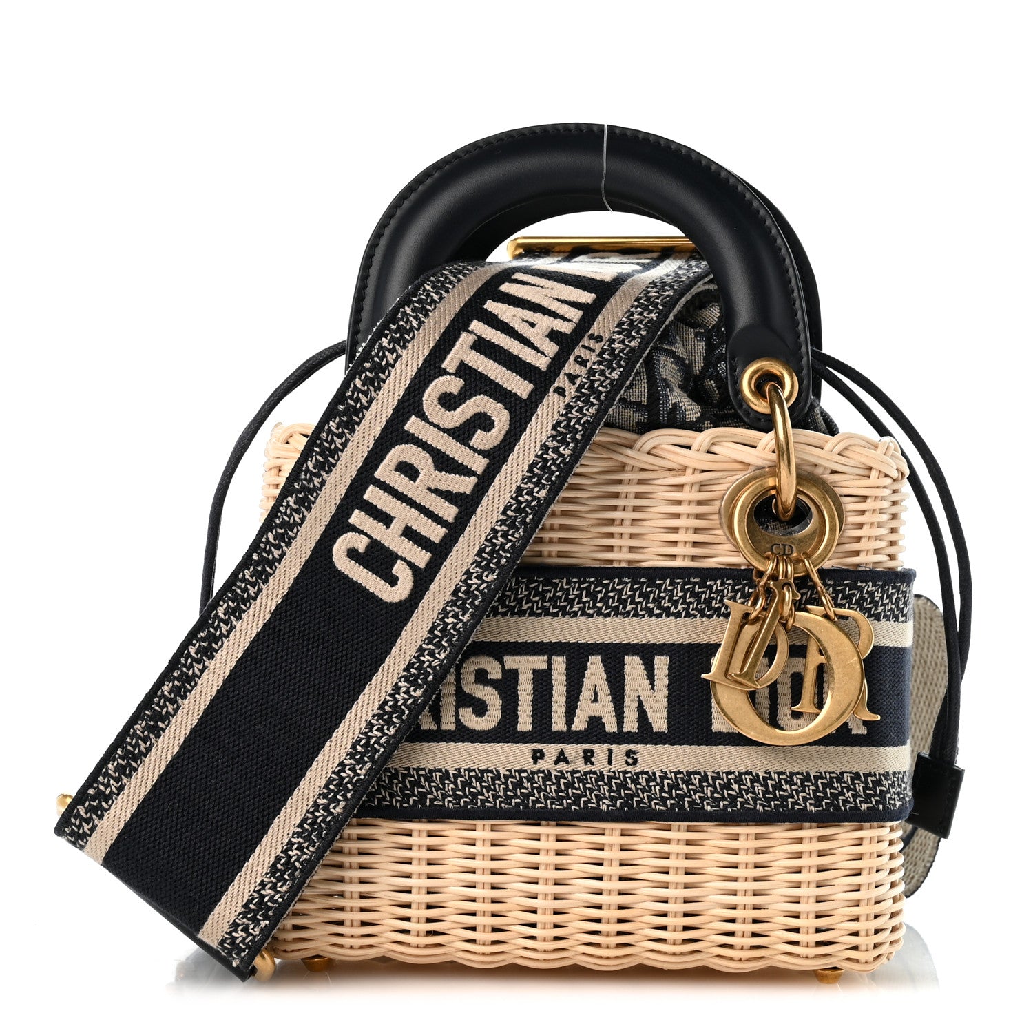 Wicker Oblique Mini Lady Dior Bag Blue