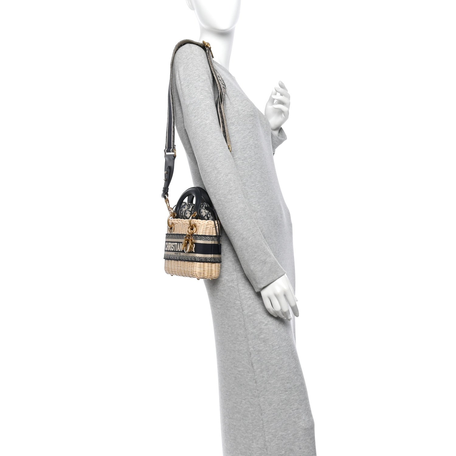 Wicker Oblique Mini Lady Dior Bag Blue — view 2