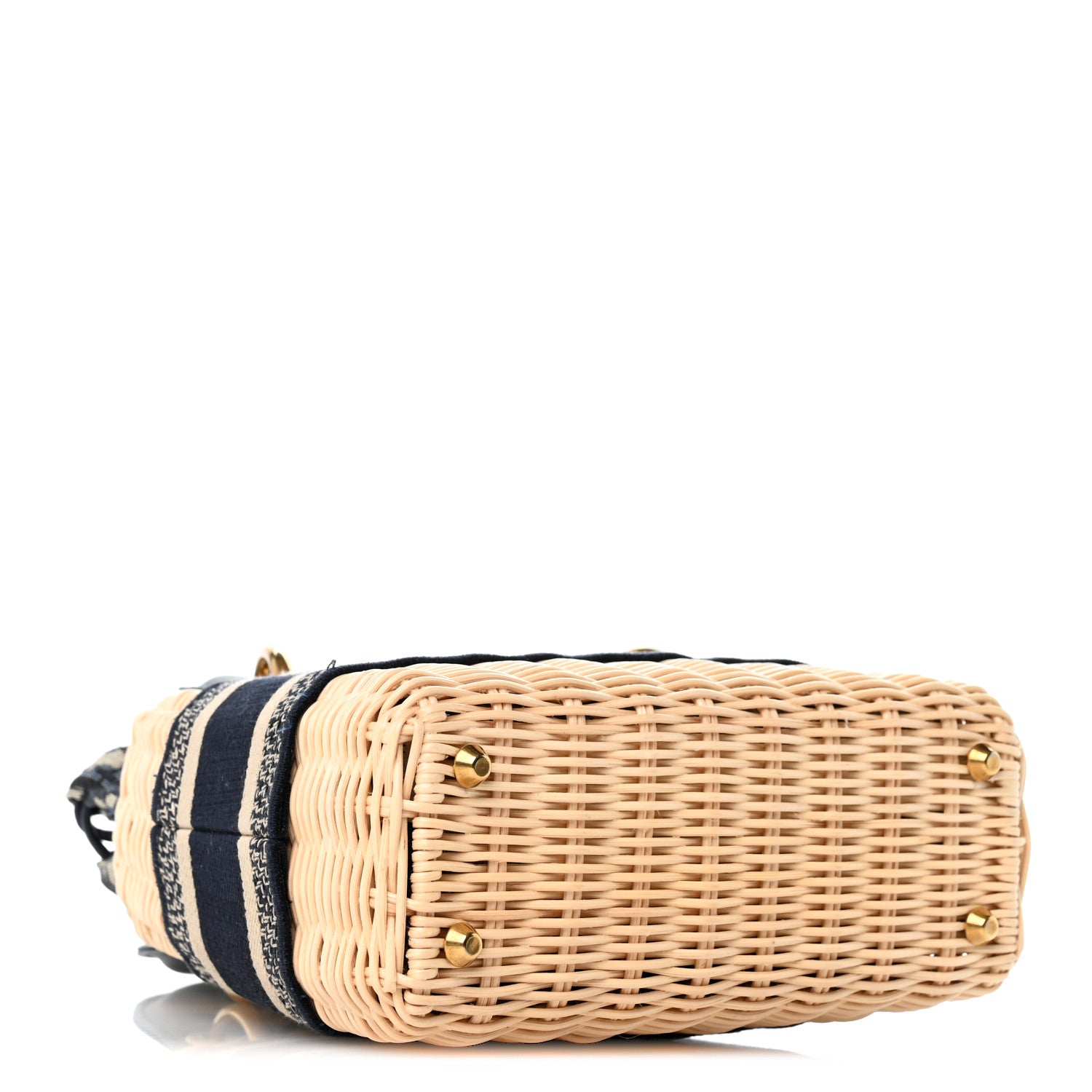 Wicker Oblique Mini Lady Dior Bag Blue — view 4