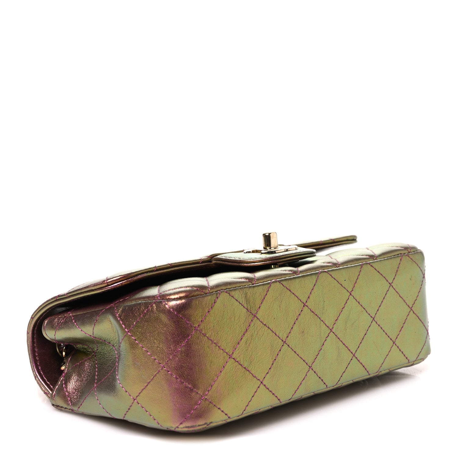 Iridescent Lambskin Quilted Mini Rectangular Flap Purple — view 4